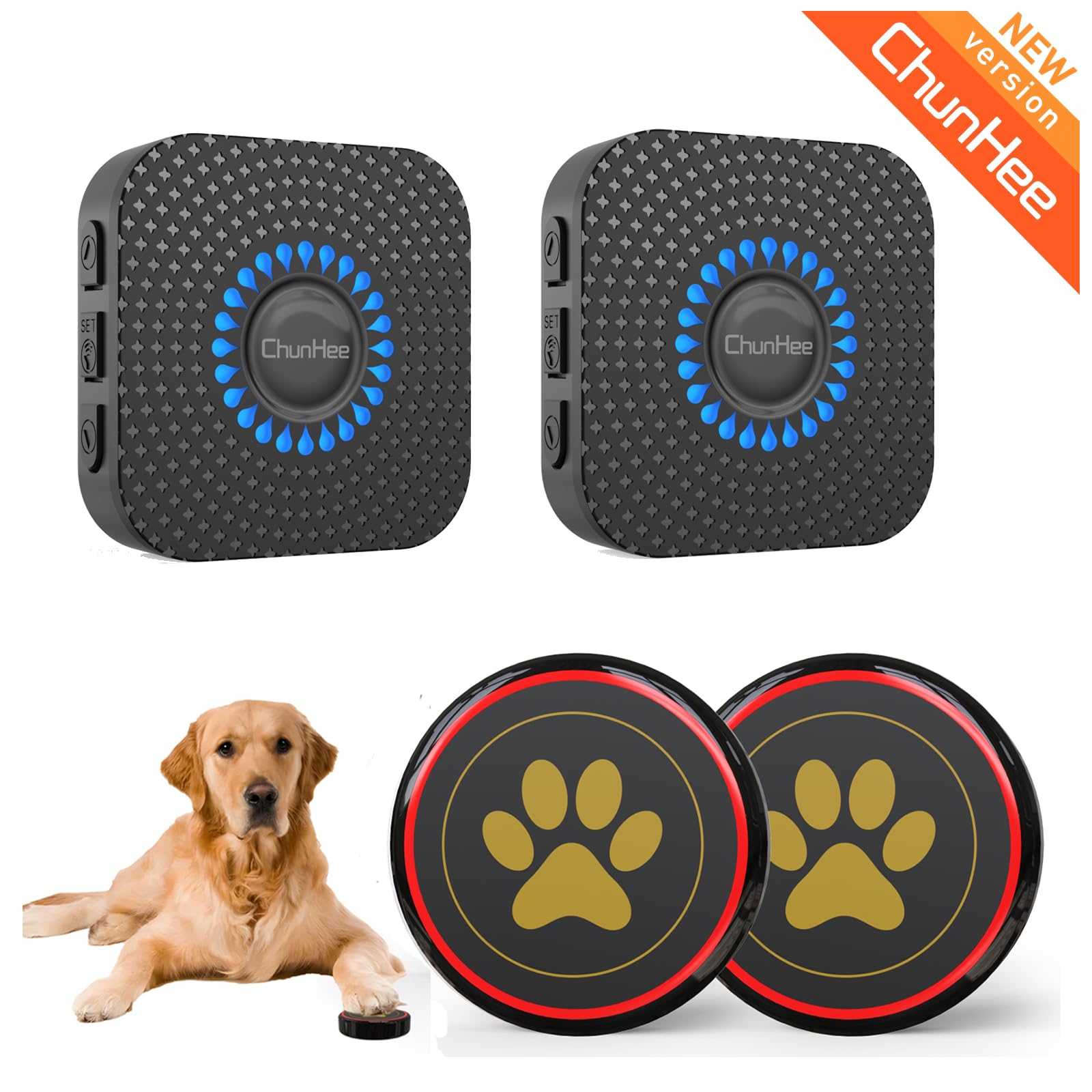 Chunhee Dog Door Bell Wireless Dog Doorbells With Warterproof Touch Button Dog Bells For Potty Training,2.3 Inches Button