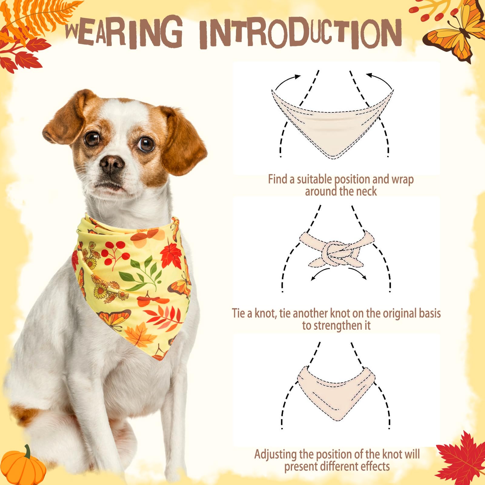Pupteck Fall Dog Bandanas 4Pcs For Thanksgiving Day - Autumn Soft Pet Triangle Bibs Scarf, Pet Accessories For Small Medium Larg