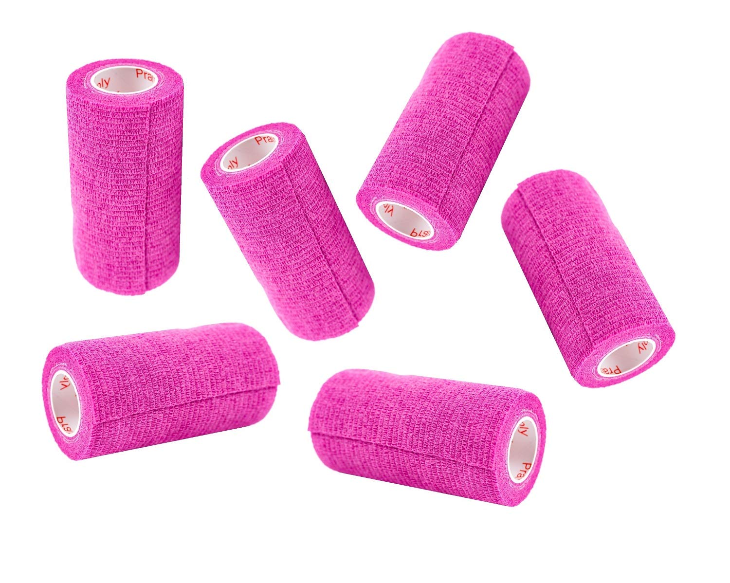 3 Inch Vet Wrap Tape Bulk (Fuchsia) (Pack of 6) Self Adhesive Adherent Adhering Flex Bandage Grip Roll for Dog Cat Pet Horse