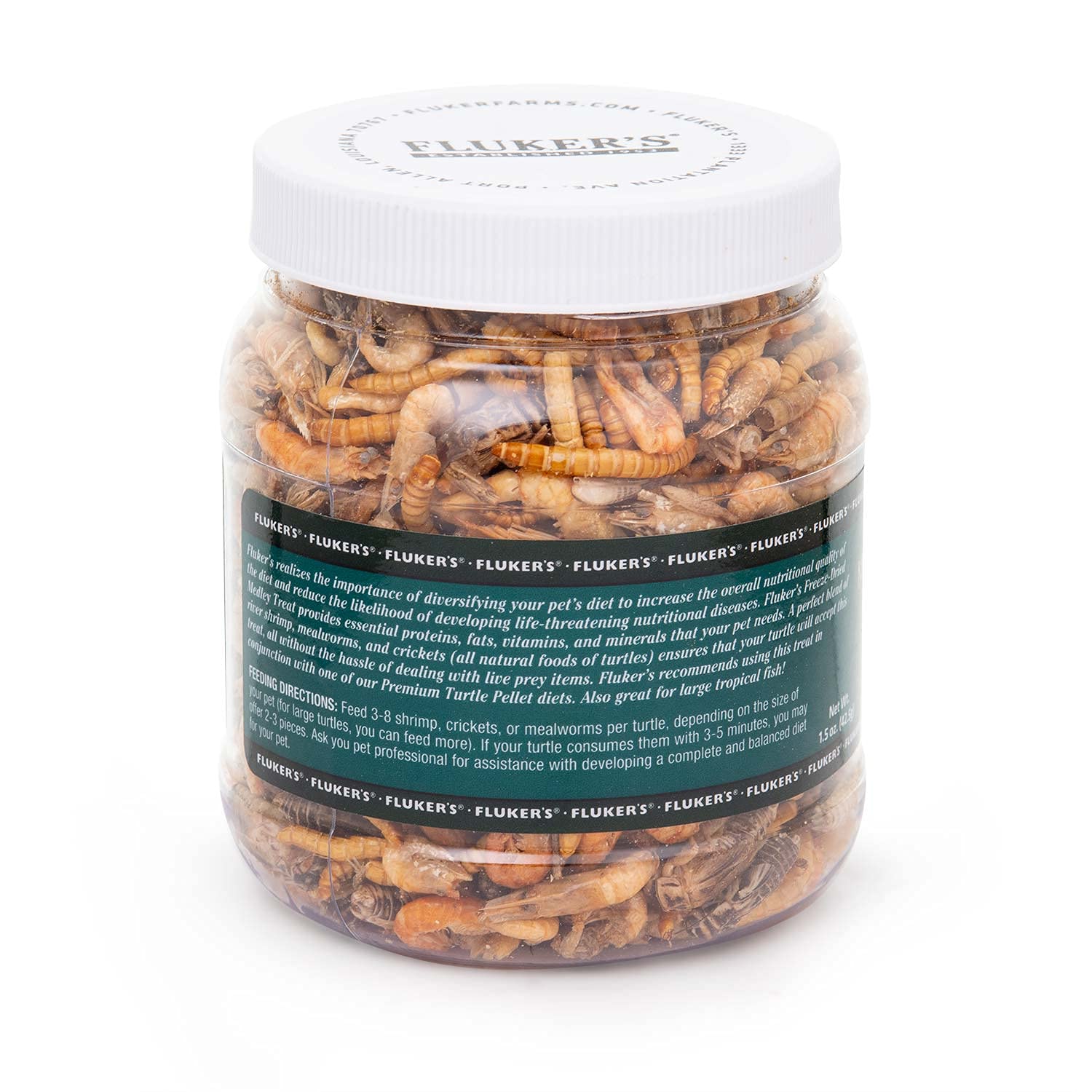 Flukers Medley Treat for Aquatic Turtles, River Shrimp, Mealworms, and Crickets, 1.5 oz