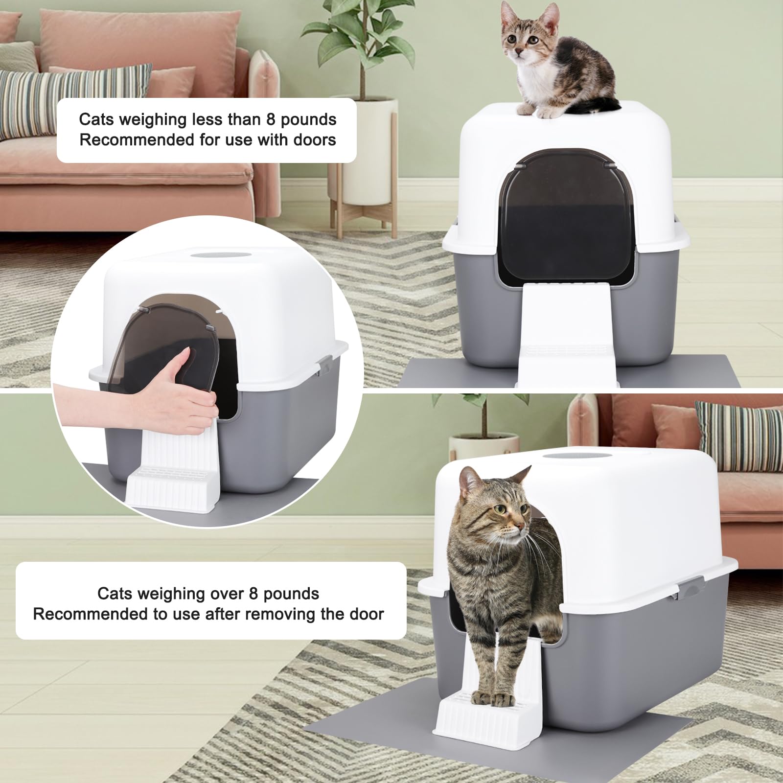 Sfozstra Cat Urine Litter Box With Pedal, Fully Enclosed Leak-Proof For Small Cats Under 8 Ib, High Edge And Odorless, Easy To C