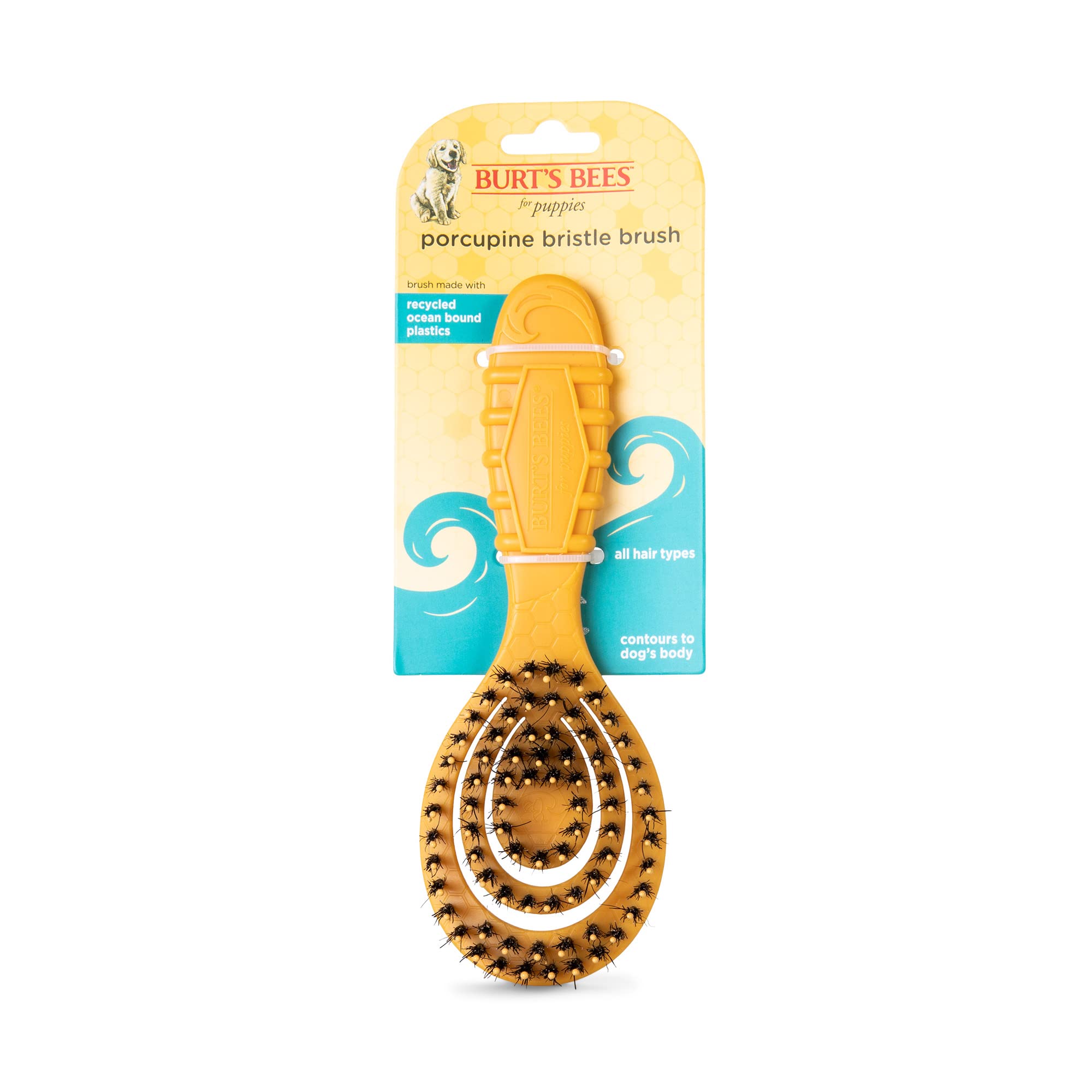 Burt’S Bees For Pets Porcupine Bristle Brush For Puppies And Small Dogs With Handle Made From Recycled Plastics Collected From Coastal Communities | Flex-Head Grooming Brush For Dogs