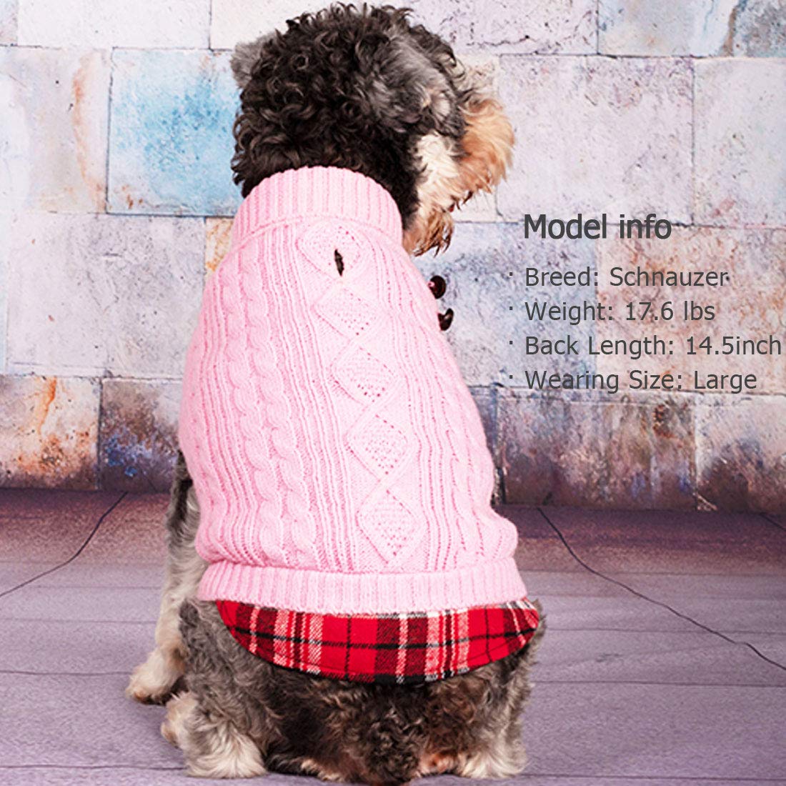 Kyeese Dog Sweaters With Leash Hole Dog Turtleneck Sweater Knitwear With Gingham Warm Pet Coat For Fall Winter