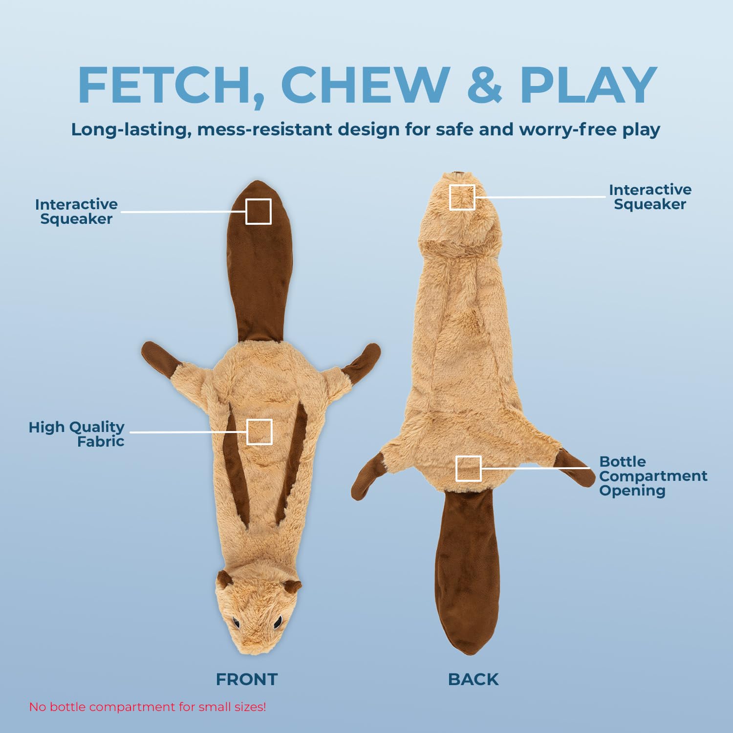 Best Pet Supplies 2-In-1 Stuffless Squeaky Dog Toys With Soft, Durable Fabric For Small, Medium, And Large Pets, No Stuffing For Indoor Play, Supports Active Biting And Play - Monkey, Squirrel, Small