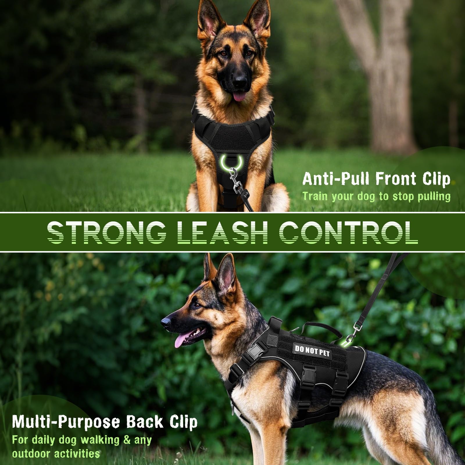 Winsee Mesh Dog Harness With 10 Pet Patches For Medium Service Dog In Training, Breathable Tactical Molle Vest With Double Handl