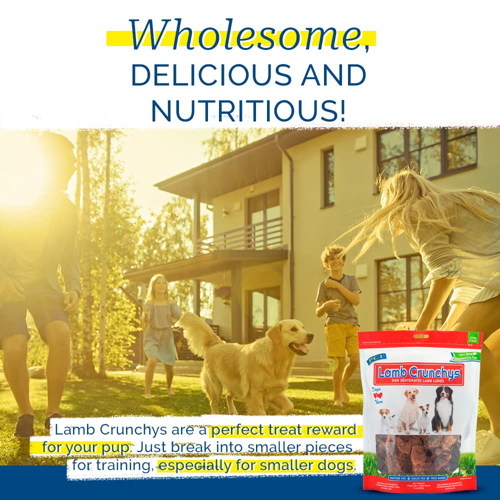 PCI Lamb Crunchys Raw Dehydrated Lamb Lungs Dog Treats, 16 Oz, Model LAM-016MC