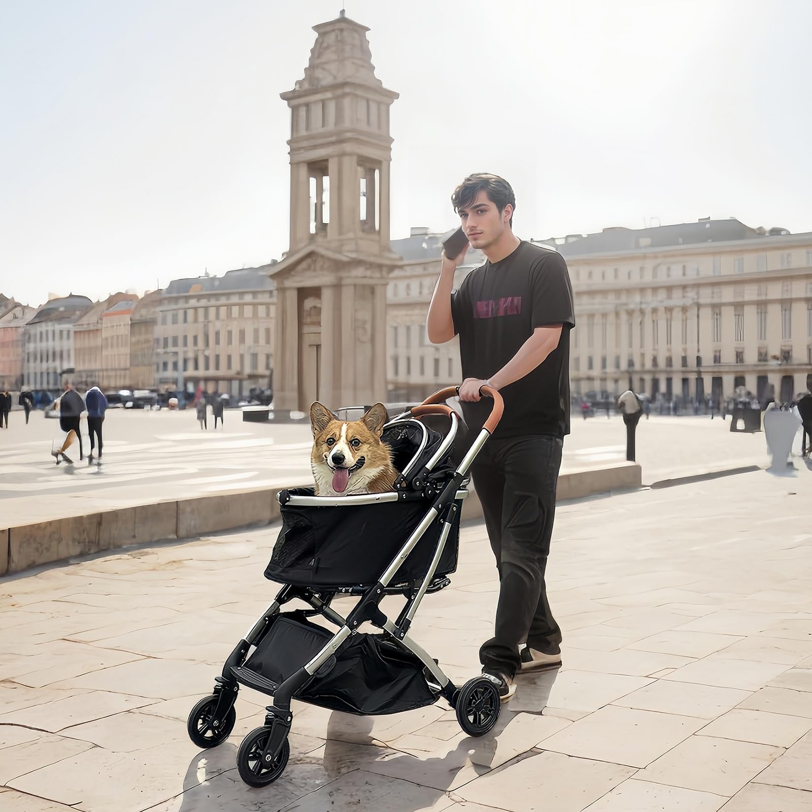 Dog Stroller For Medium Dogs, Cyumail Pet Stroller For Small And Medium Dogs And Cats Weighing Up To 50 Lbs, Cat Strollers For 2