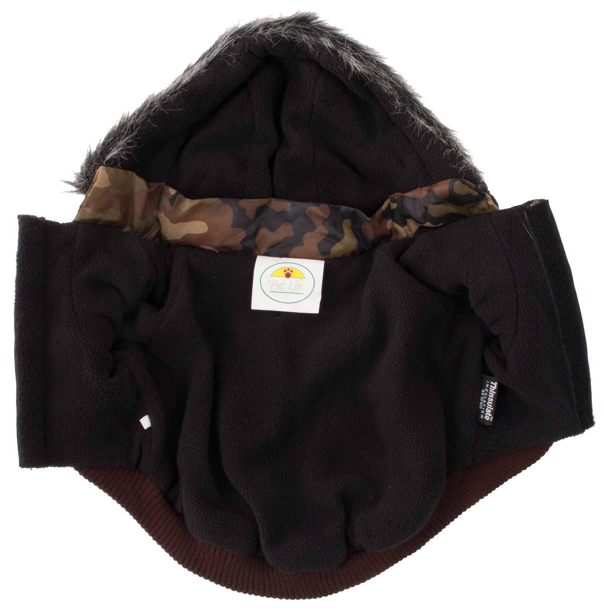 Pet Life Fashion Parka With Removable Hood - Camo Metallic - X-Small