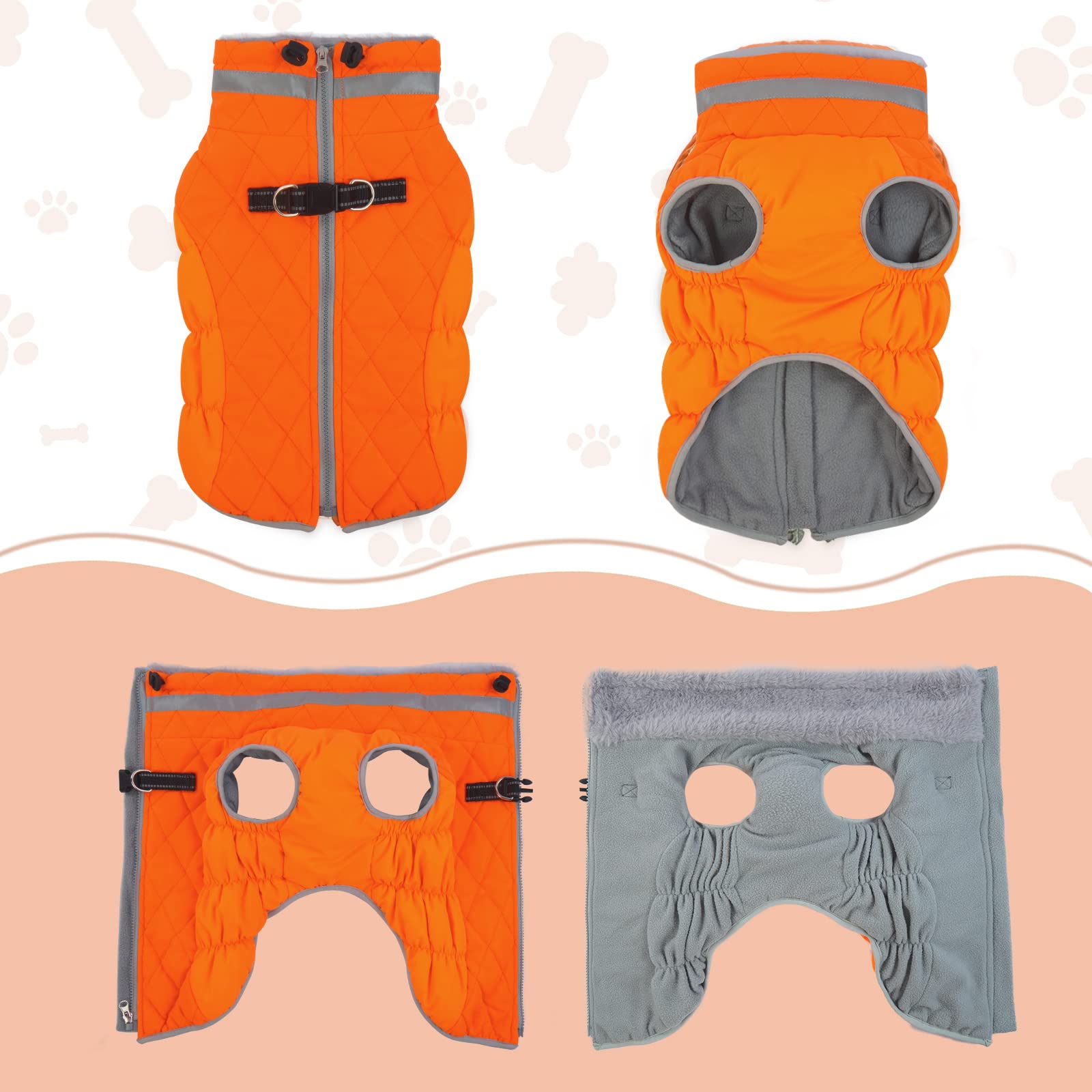 Lelepet Warm Winter Dog Coat With Harness - Windproof Reflective Turtleneck Fleece Vest For Small, Medium And Large Dogs