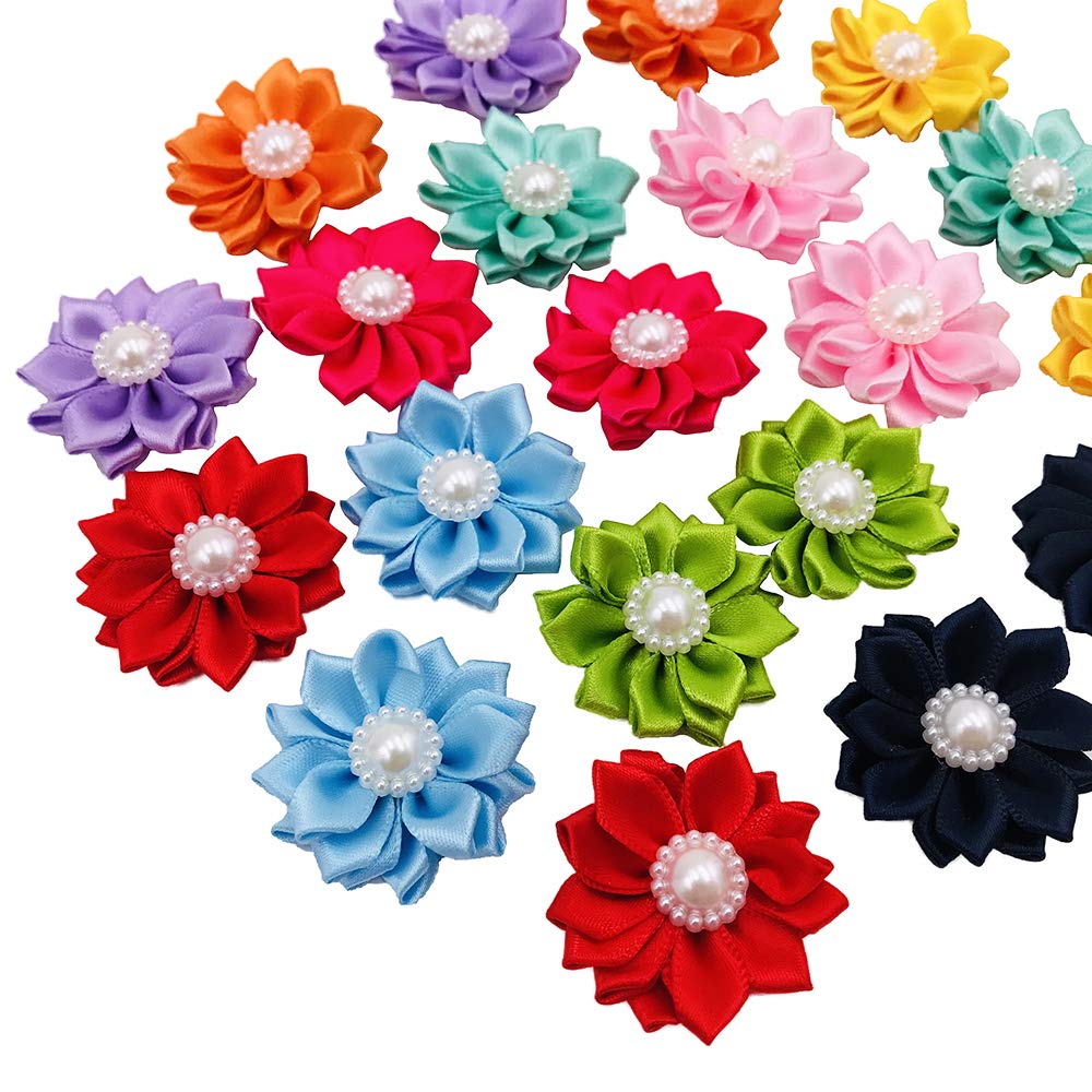 Pet Show 10Pairs Flower Small Dogs Hair Bows With French Barrette Hair Clips Cat Puppy Party Birthday Grooming Hair Accessories