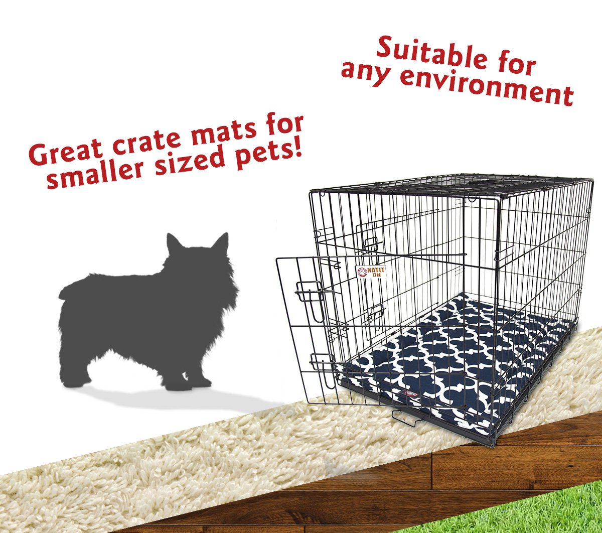 24' Trellis Navy Blue Crate Dog Bed Mat By Majestic Pet Products