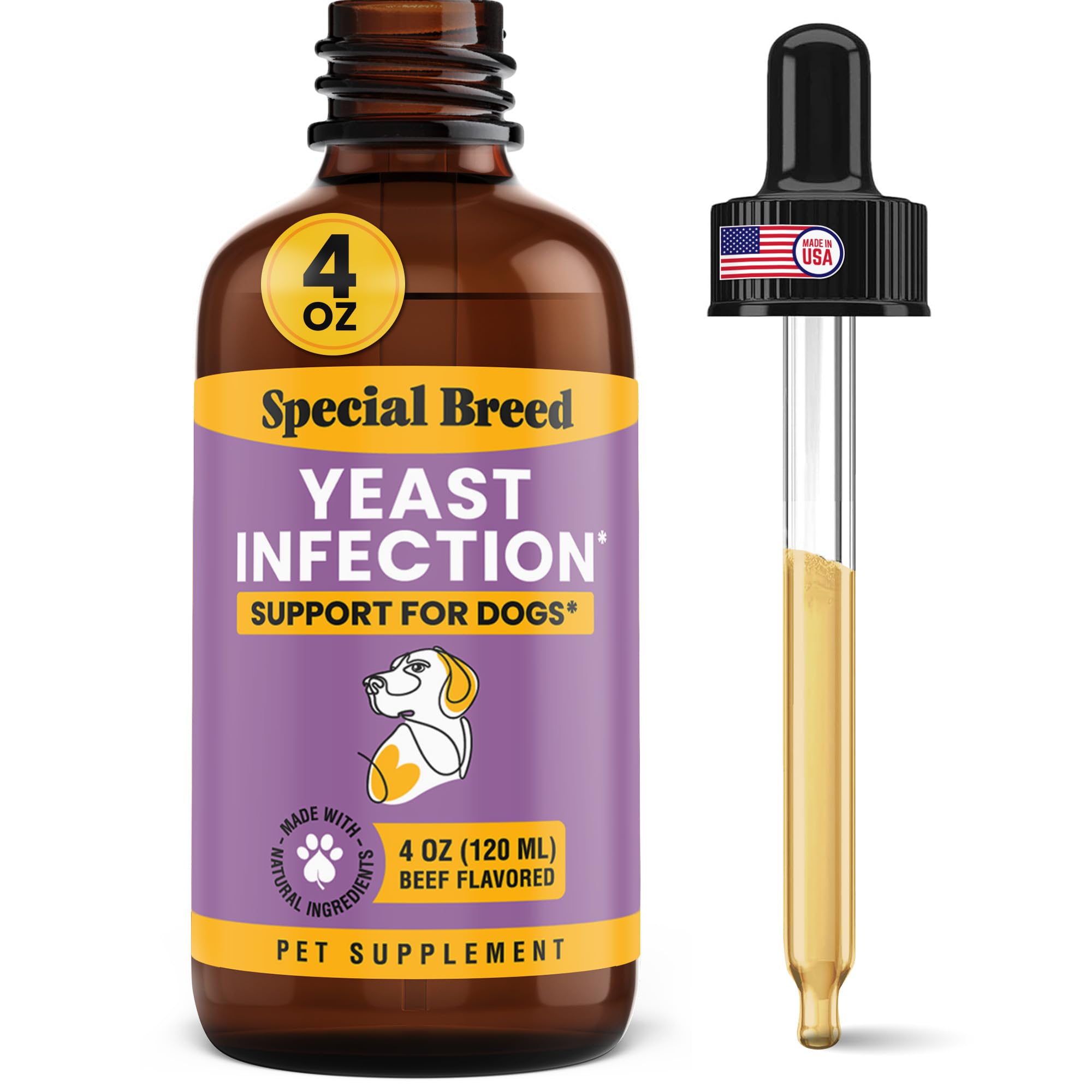 Yeast Infection Treatment for Dogs - 4 Ounces - Soothing Itch Relief, Ear Infection Treatment, Reduces Irritation & Inflammation