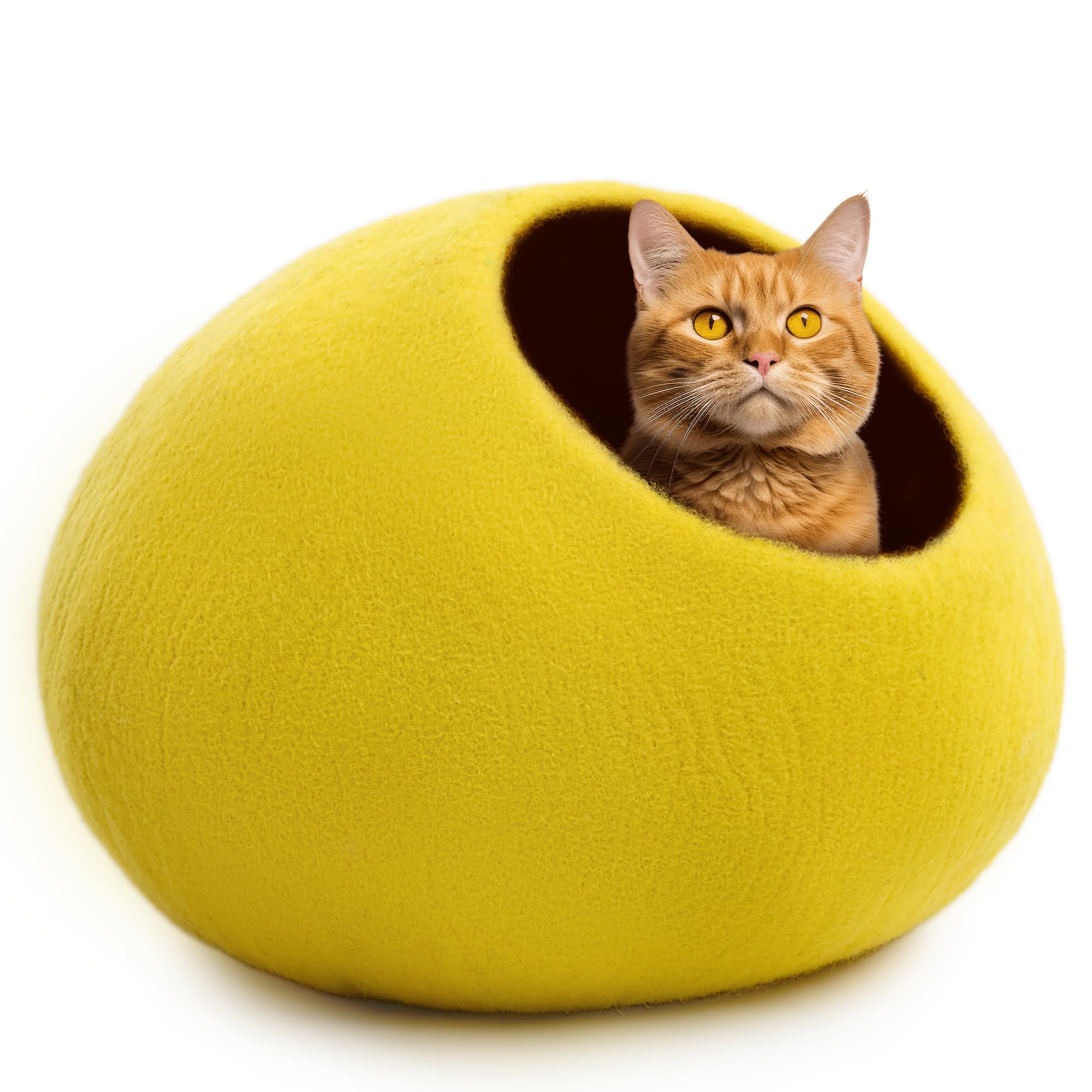 Woolygon Premium Wool Cat Cave Bed - Felt Cat Cave Handmade From 100% Merino Wool, Pet Friendly Felt Cat Bed For Indoor Cats And