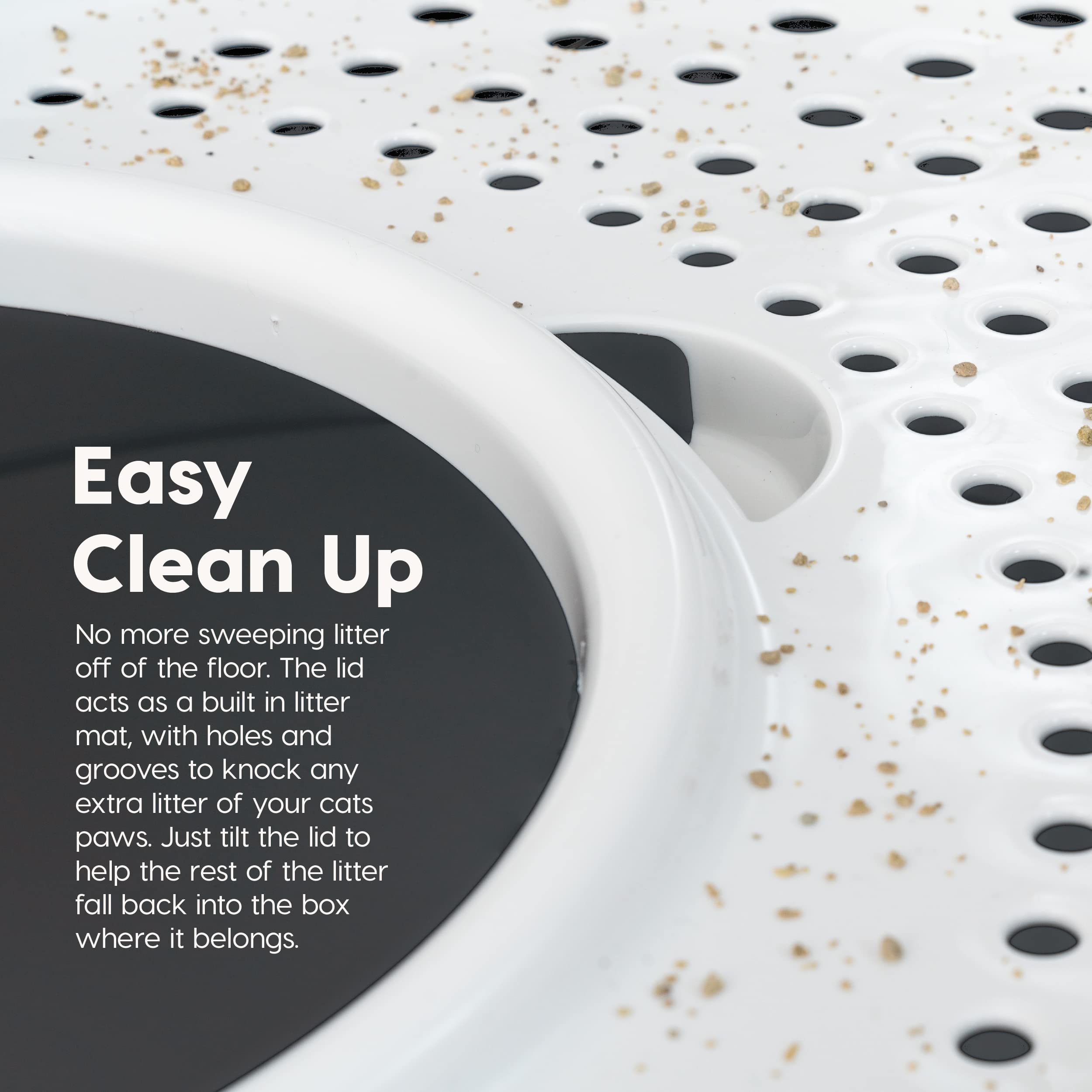 Iris Usa Cat Litter Box, Large Top Entry With Litter Catching Lid And Scoop, Dog Proof, Enclosed Cat Litter Box, Gray/White