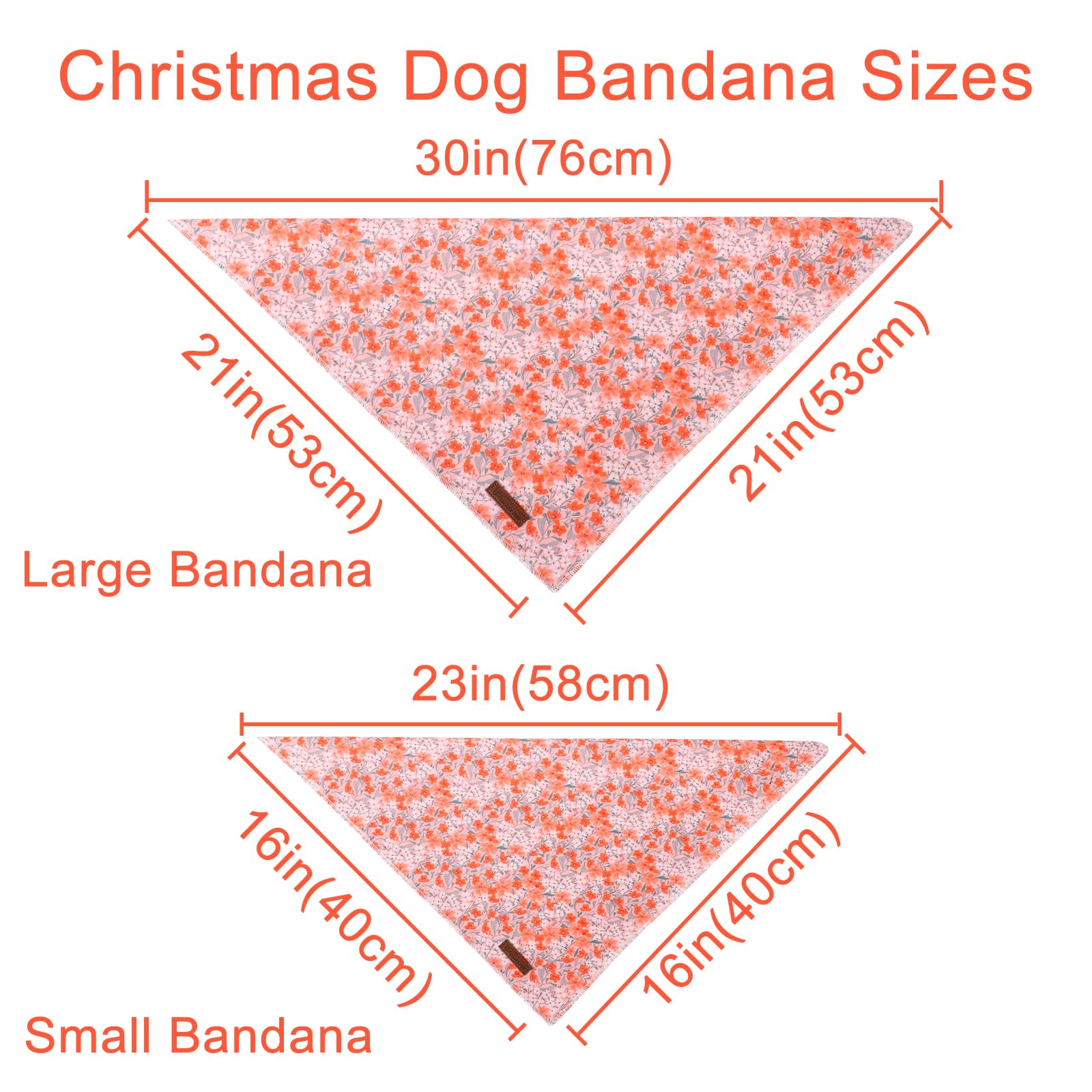 Summer Dog Bandana, Up Urara Pup Orange Bandana For Small Large Dogs, Cotton Handkerchief Cute Flower Puppy Triangle Bid Scarf F