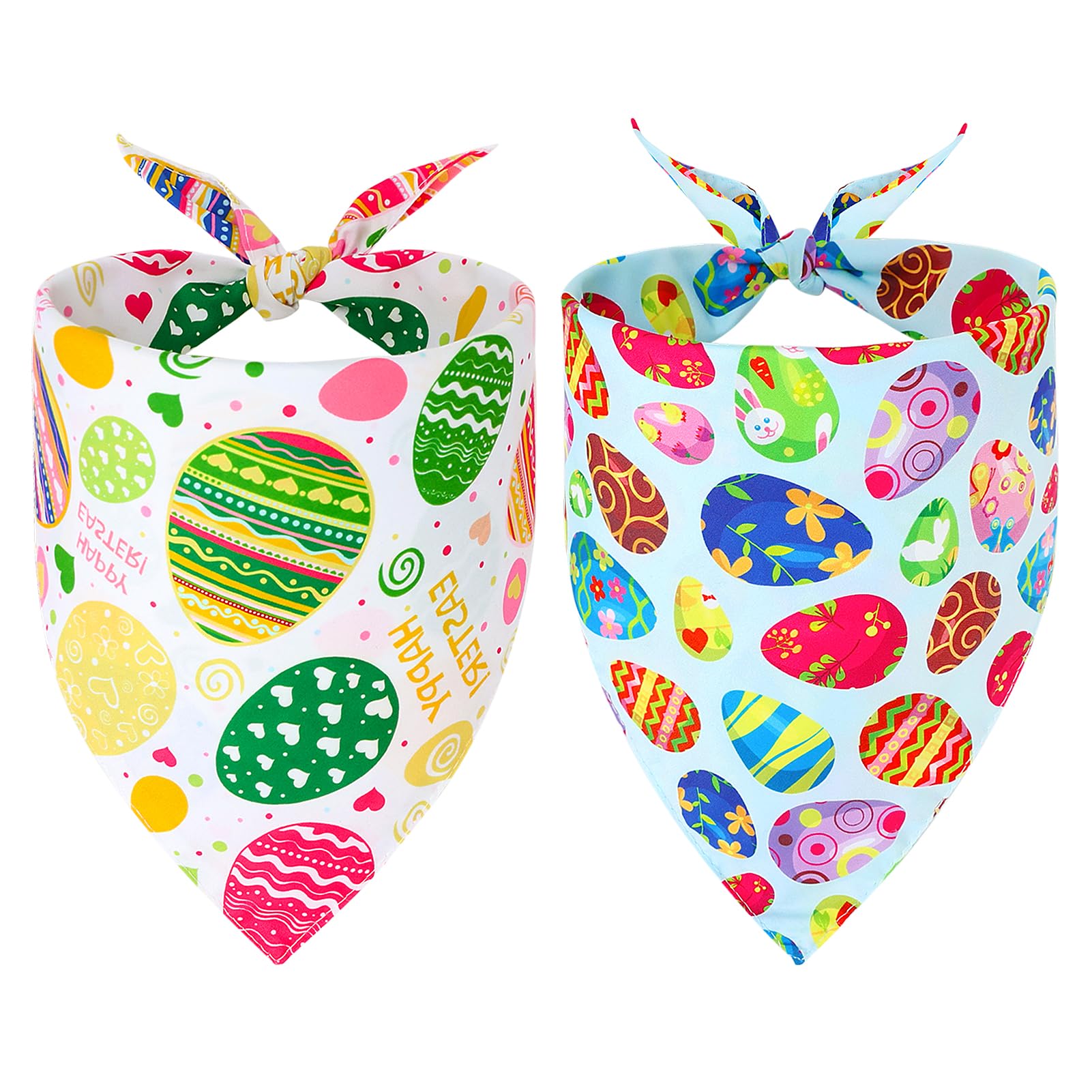 Szee Easter Dog Bandana, 2 Pack Reversible Dog Bandanas For Dog Easter Outfits, Dog Apparel & Accessories, Triangle Easter Dog S