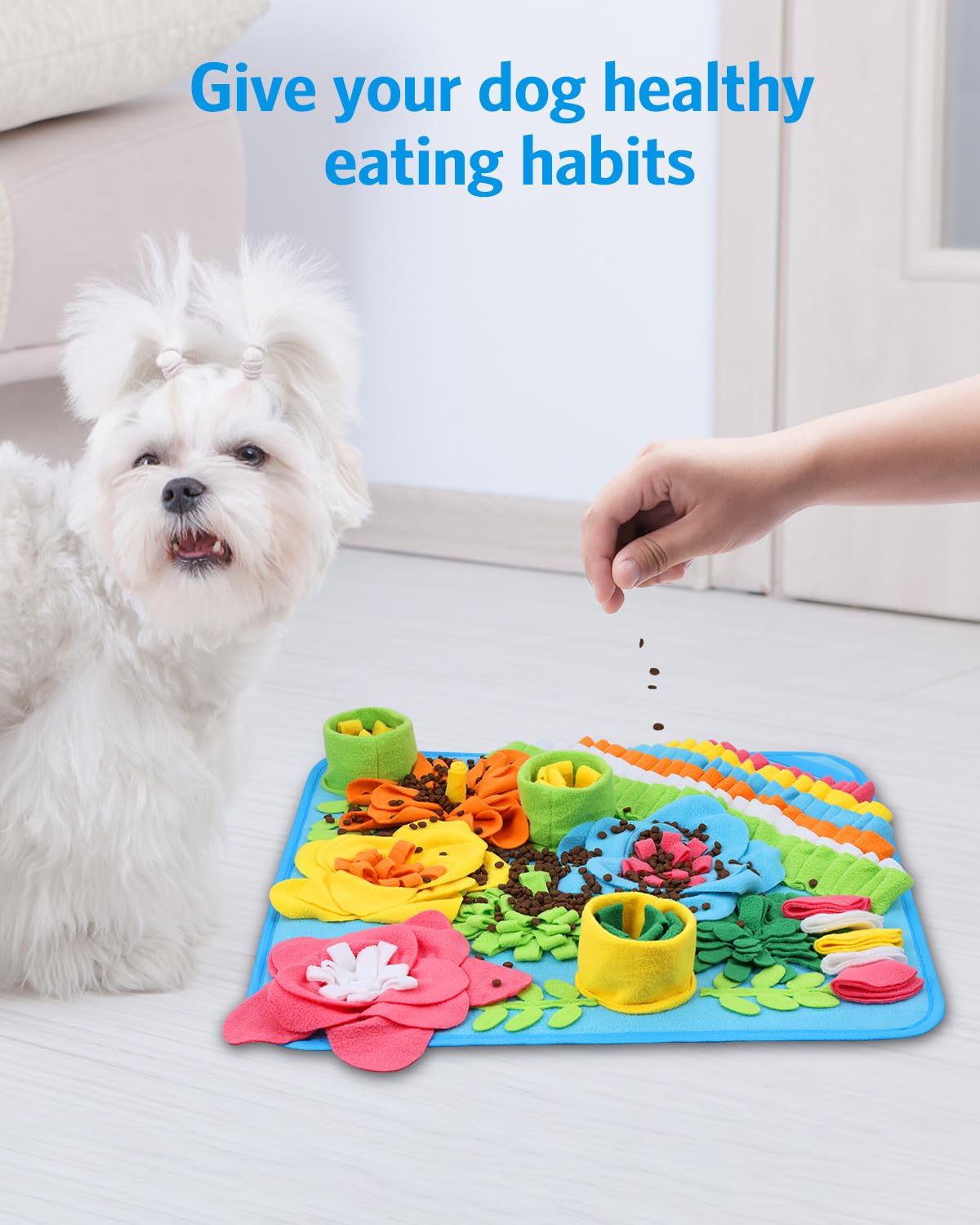Snuffle Mat For Dogs, 20'' X 20'' Interactive Sniff Mat Smell Training & Slow Eating For Mental Stimulation & Stress Relief, Enc