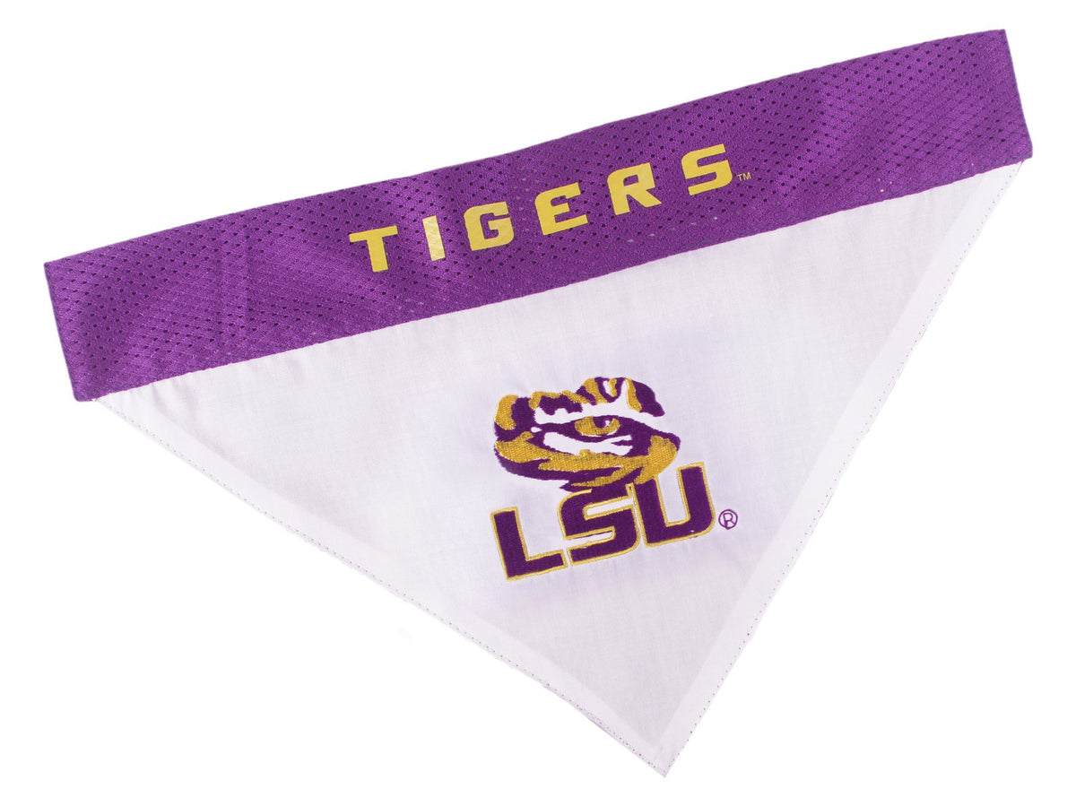 Pets First Collegiate Pet Accessories, Reversible Bandana, Lsu Tigers, Large/X-Large