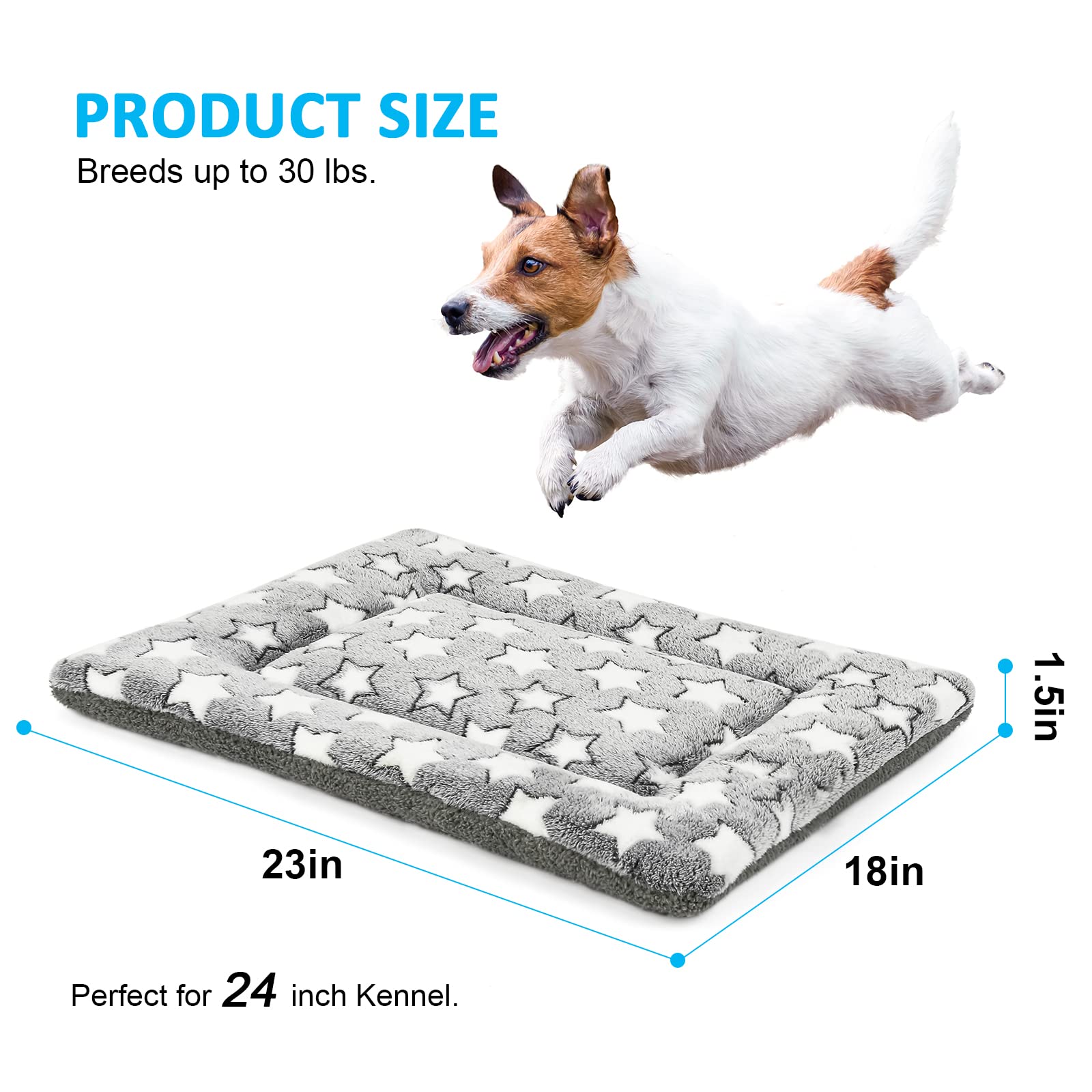 Kigmmro Dog Bed Mat, Reversible Dog Crate Pad For Medium Small Dogs, Portable And Soft Pet Bed Mat, Machine Washable Pet Bed Pad For 24-Inch Kennel