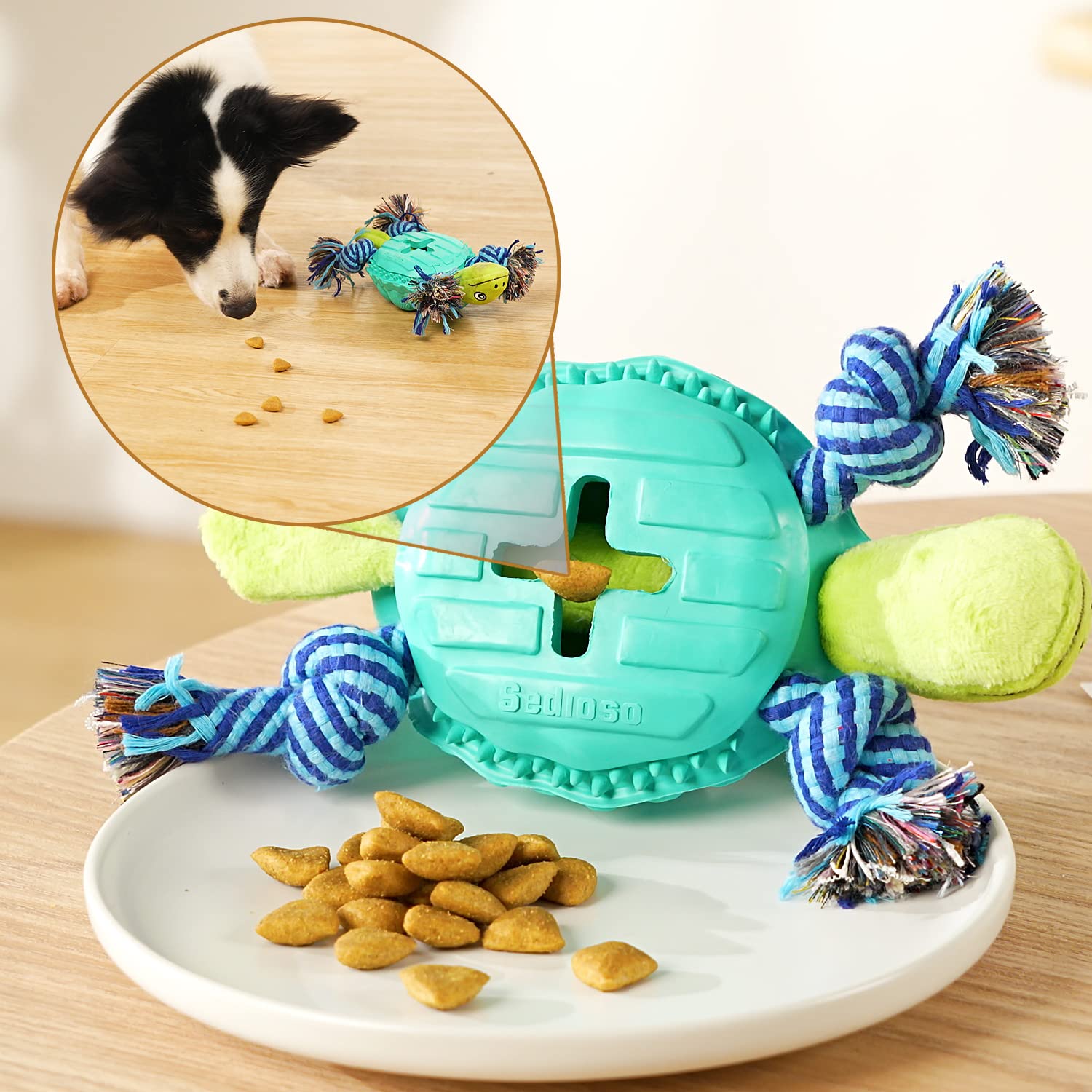 Sedioso Dental Chew Toys for Aggressive Chewers Large Breed, Tough Dog Toothbrush Toys for Medium Large Dogs Teeth Cleaning (Gre