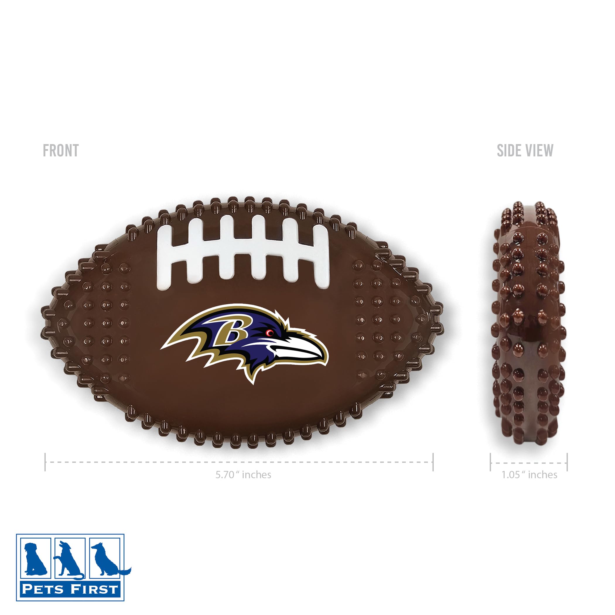 Nfl Baltimore Ravens Mega- Chew Hard Nylon Bacon-Flavored Dog Bone Football Chew Toy Interactive Tasty Fun Dog Chewy Toys Indest