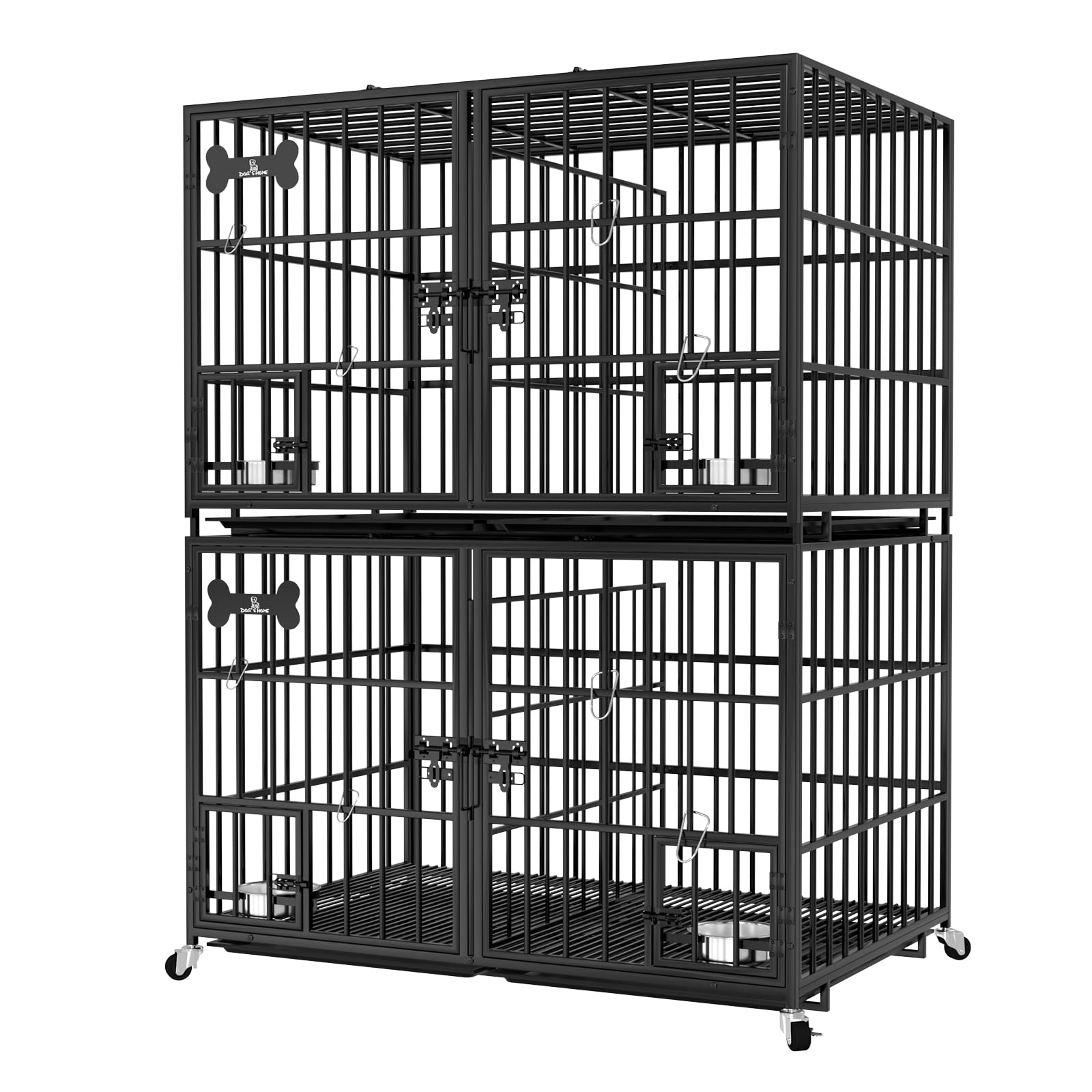 Aboxoo 42 Inch Stackable Heavy Duty Metal Dog Crate For 4 Dogs/Large Dog,All Metal Open Top Access,Escape Proof Cage,Dog Kennel 