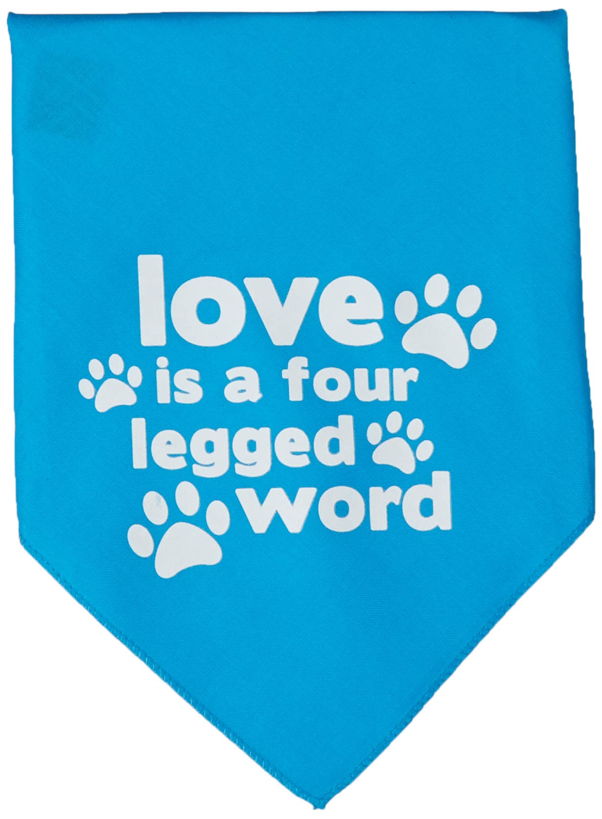 Mirage Pet Products Love is a 4 Leg Word Screen Print Bandana for Pets, Large, Turquoise