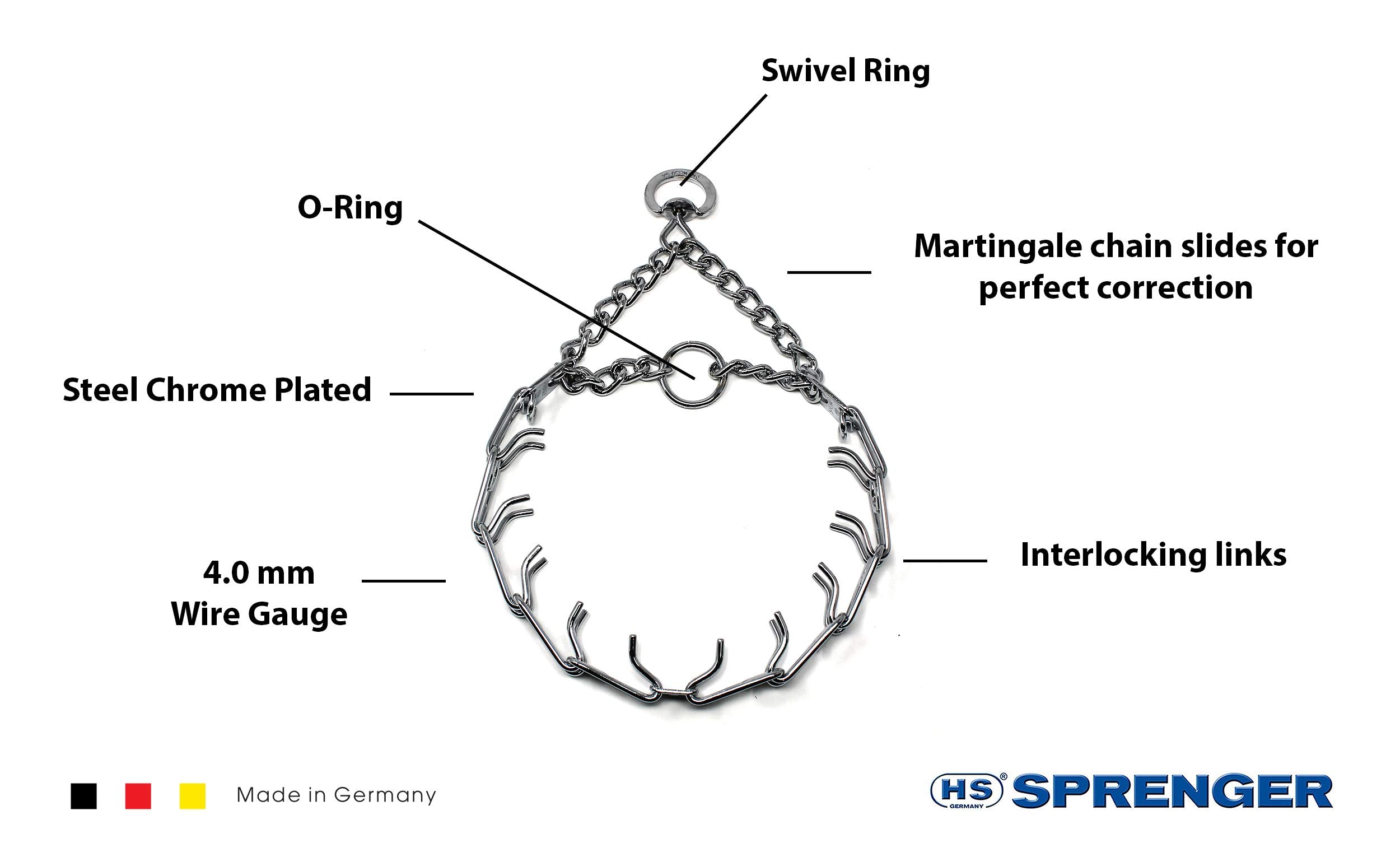 Herm Sprenger Prong Dog Training Collar Ultra-Plus Chrome Plated Steel Pet Pinch Collar No-Pull Collar For Dogs Anti Pull Training Collar Made In Germany 4Mm X 25In Large