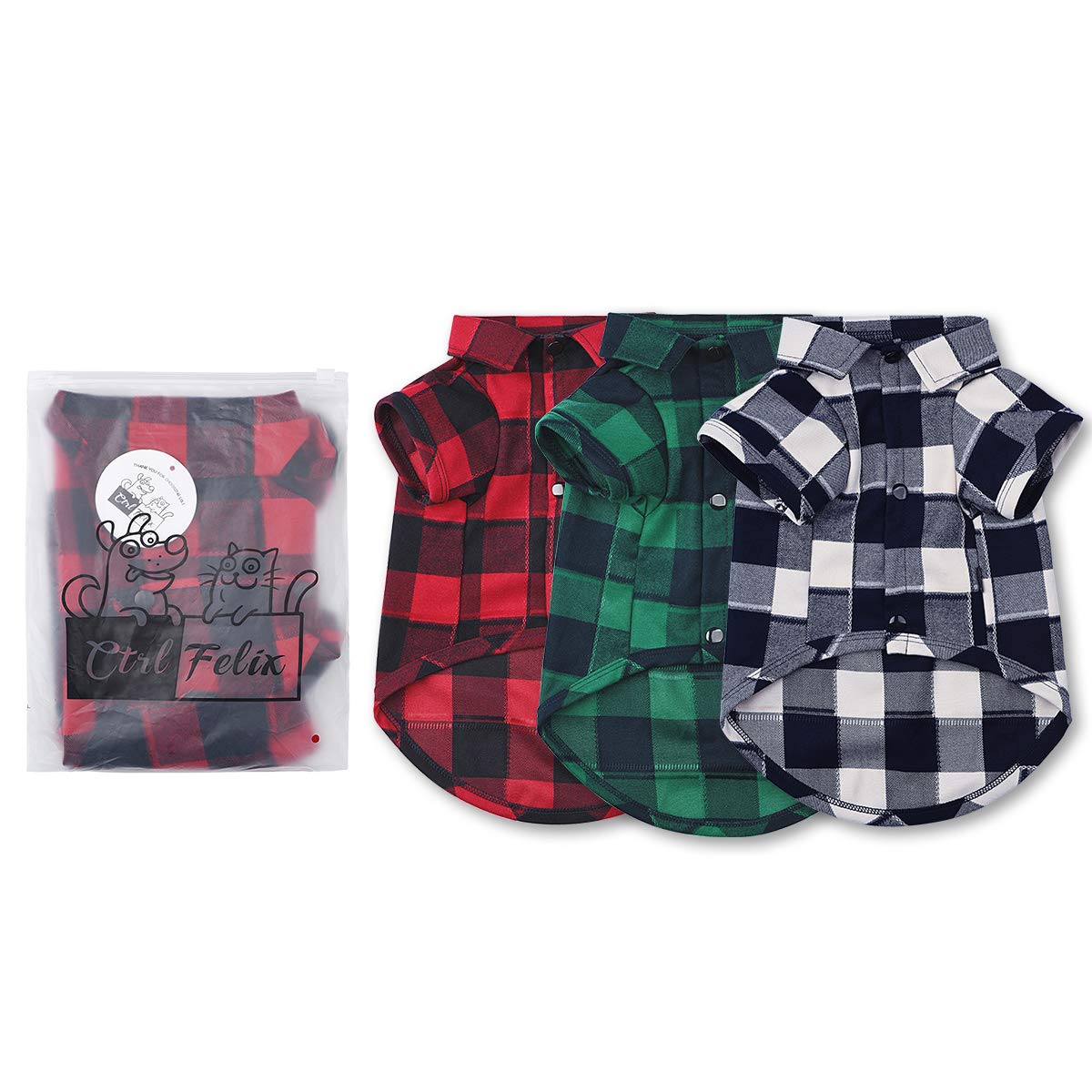 Ctilfelix Dog Shirt Plaid Puppy Clothes For Small Medium Large Dogs Cats Boy Girl Kitten Soft Pet T-Shirt Breathable Tee Outfit Adorable Grid Apparel Halloween Thanksgiving [Red#1; L]
