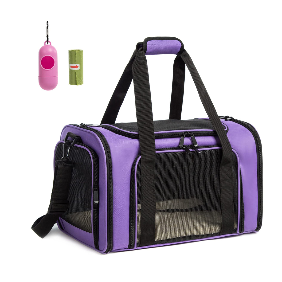 Rosebb Cat Carrier Dog Carrier Pet Carrier Cat Bags For Small Medium Cats Dogs Puppies Of 15 Lbs,Of Airline Approved Small Dog Bag Soft Sided,Collapsible Travel Puppy Carrier(Medium, Purple)