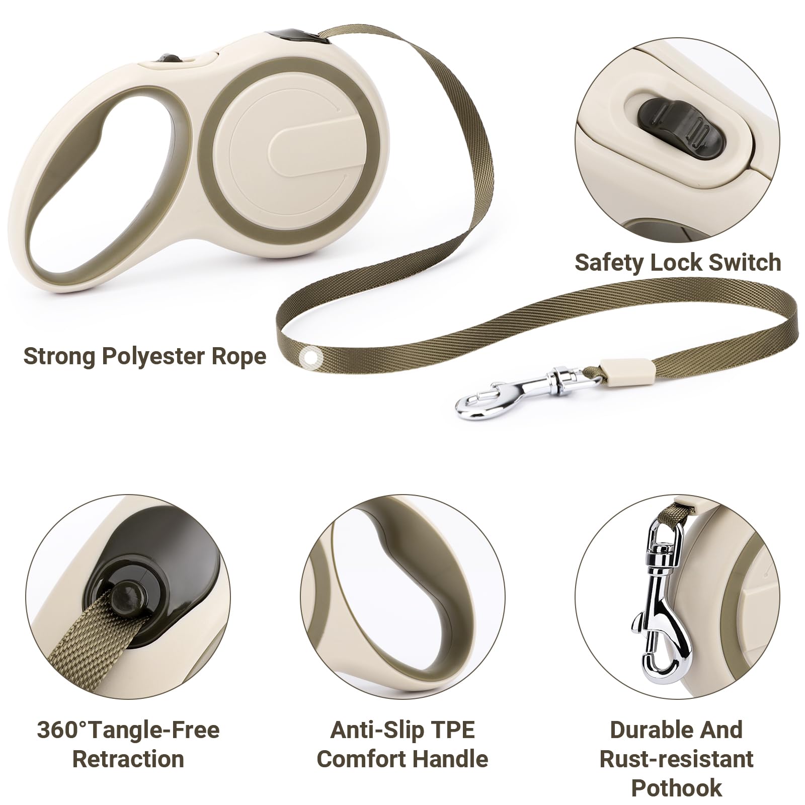 Segarty Retractable Leash Small Dog, 16Ft Heavy Duty Walking Dog Leash For Medium Pet Up To 44Lb, Anti-Slip Handle 360Tangle-Fre