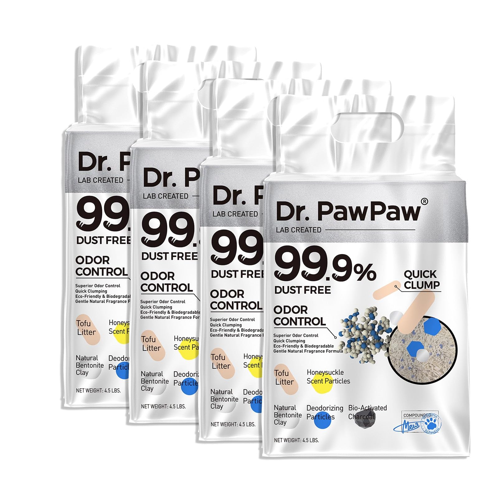 Tofu Cat Litter, Dr. Pawpaw Clumping Cat Litter, Honeysuckle Scent 18 Lb, Dust-Free Keep Kitty Tidy, Superior Odor Control Keep 