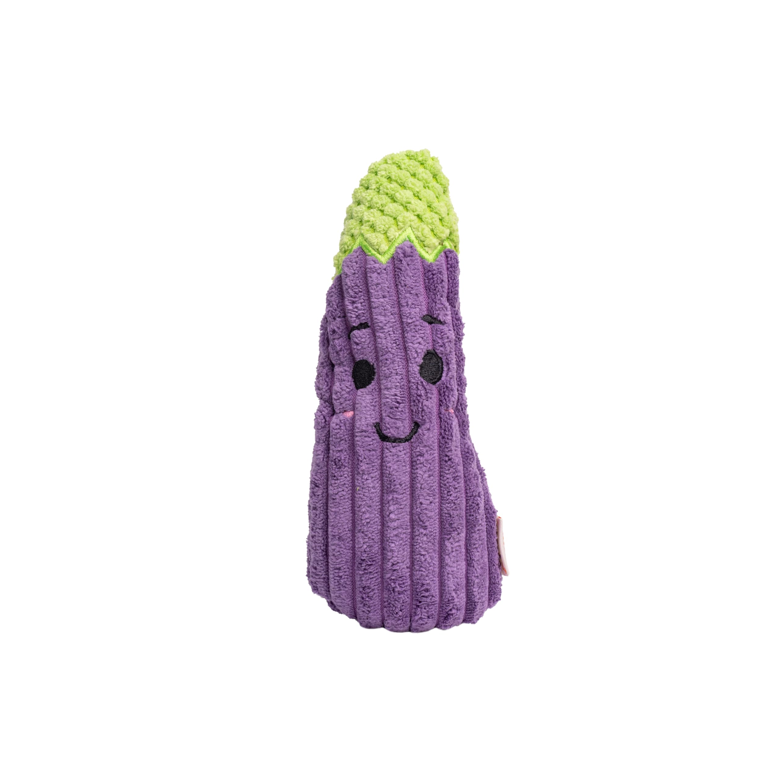 Puffy Crew Squeaky Dog Plush Toy, Bite_Stick Collection, 8'', For Small And Medium Dogs (Eggplant)