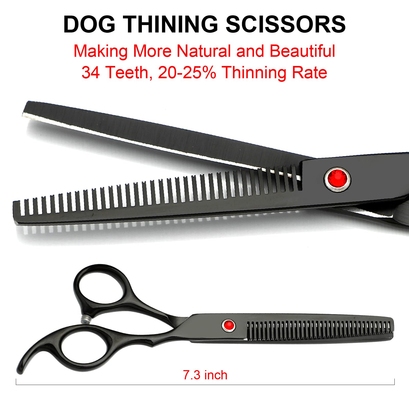 Professional Dog Grooming Scissors Kit Black 5 In 1, Dog Shears For Grooming 6Cr Premium Stainless Steel Grooming Scissors Kit F