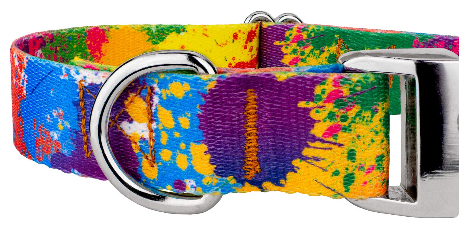 Country Brook Petz - Paint Splatter Premium Dog Collar And Leash Set - Groovy Collection Featuring Far Out Designs (1 Inch, Larg