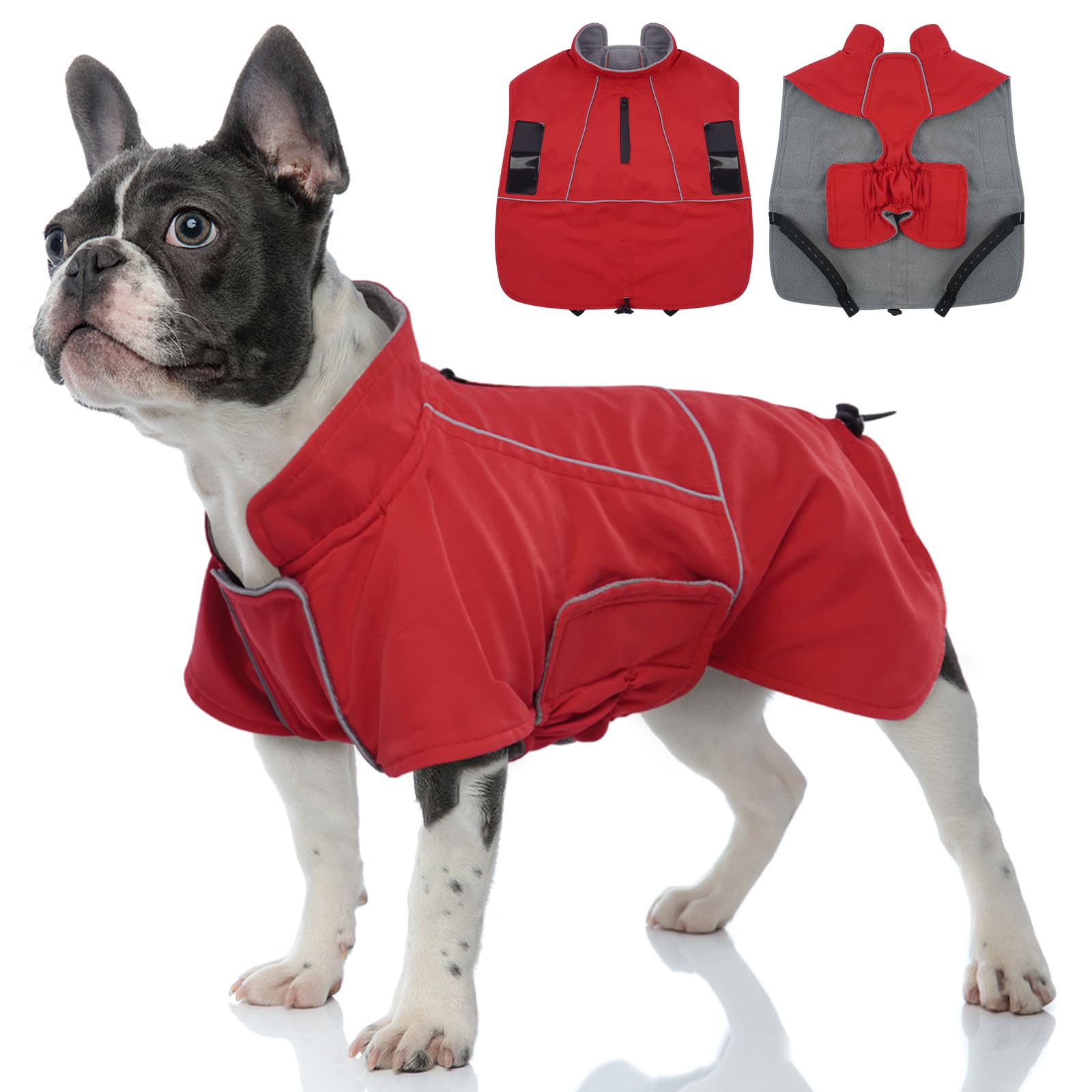 Migohi Dog Snow Jacket - Winter Coat For Large Dogs, Puffer Jacket For Boy & Girl Dogs, Perfect For Hiking & Camping - Red