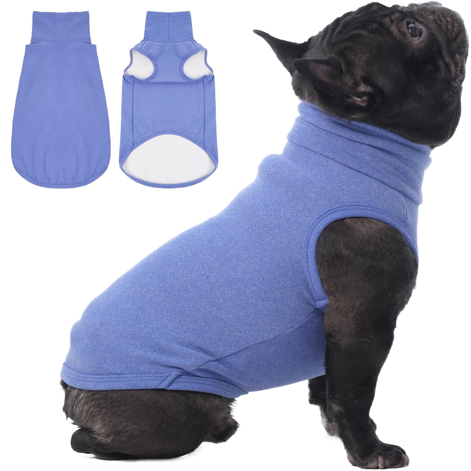 IECOii Medium Dog Sweater,Stretch Fleece Vest Dog Sweater - Blue, Medium,Warm Pullover Dog Fleece Sweater,Turtleneck Dog Sweater
