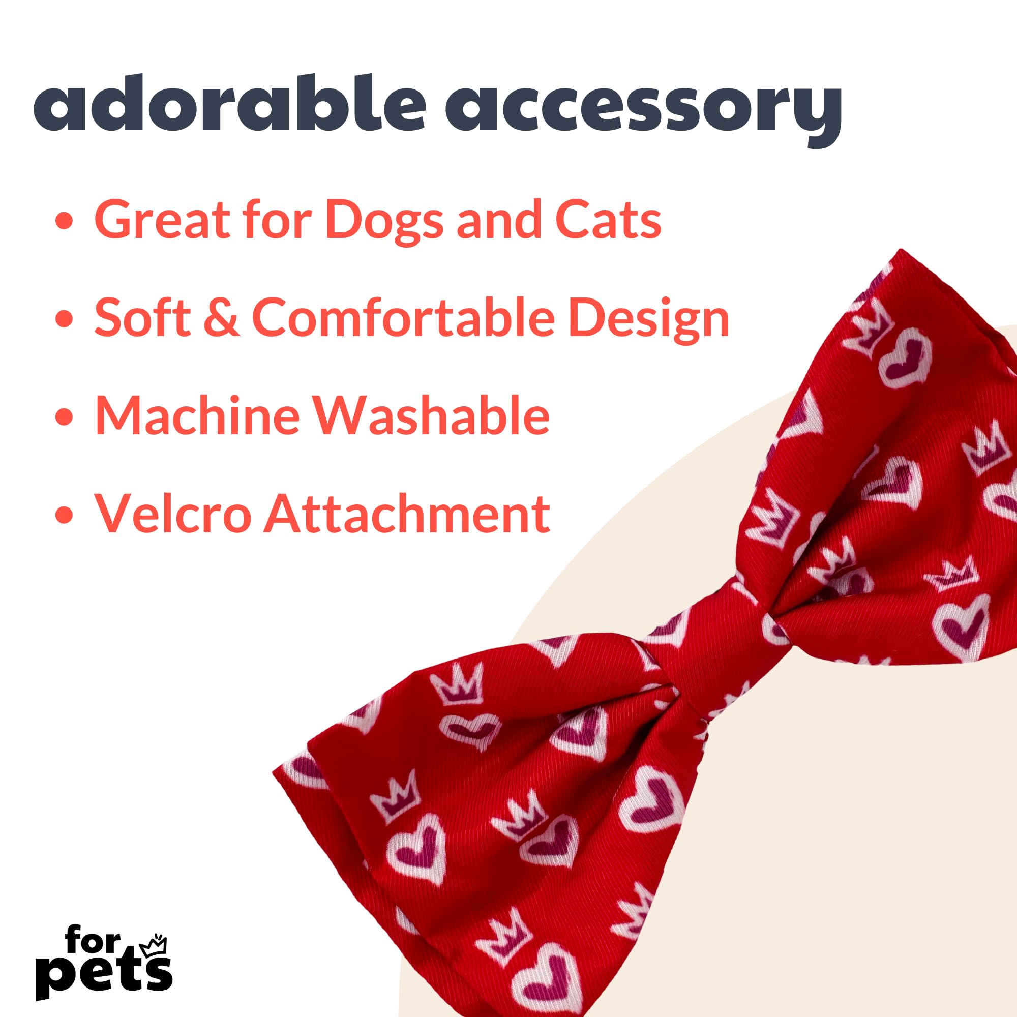 Huxley & Kent Bow Tie For Pets - King & Queen Of Hearts (Large) - Valentine'S Day Bow Tie Collar Attachment - Fun Bow Ties For D
