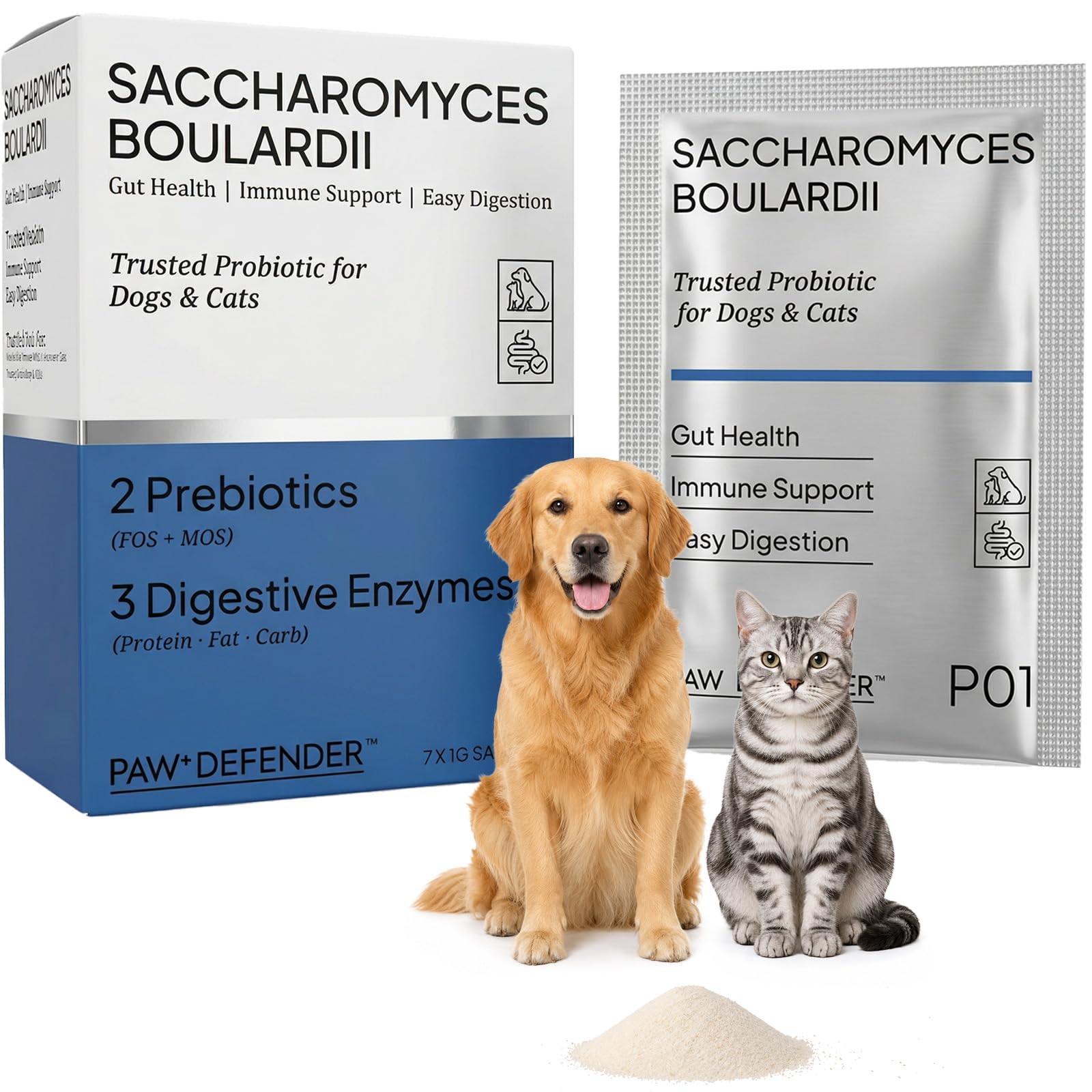 Probiotics for Dogs & Cats, Cat & Dog Probiotics for Digestive Health with Prebiotic & Enzymes and S. Boulardii, Probiotic Powde