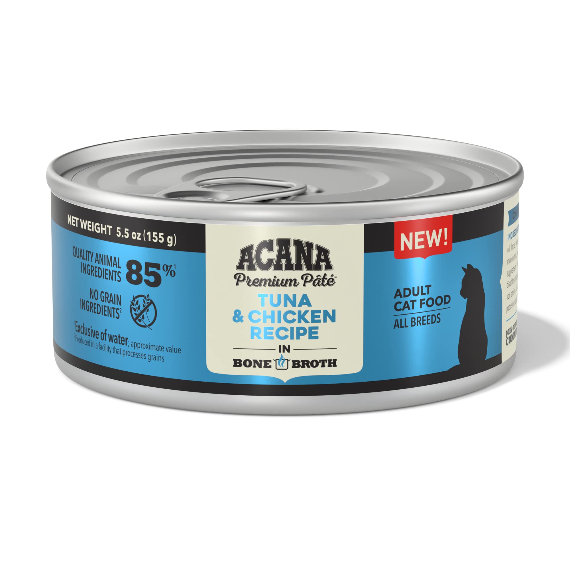 ACANA PREMIUM PATE Wet Cat Food, Tuna & Chicken Recipe in Beef Bone Broth, 5.5oz (Case of 12)