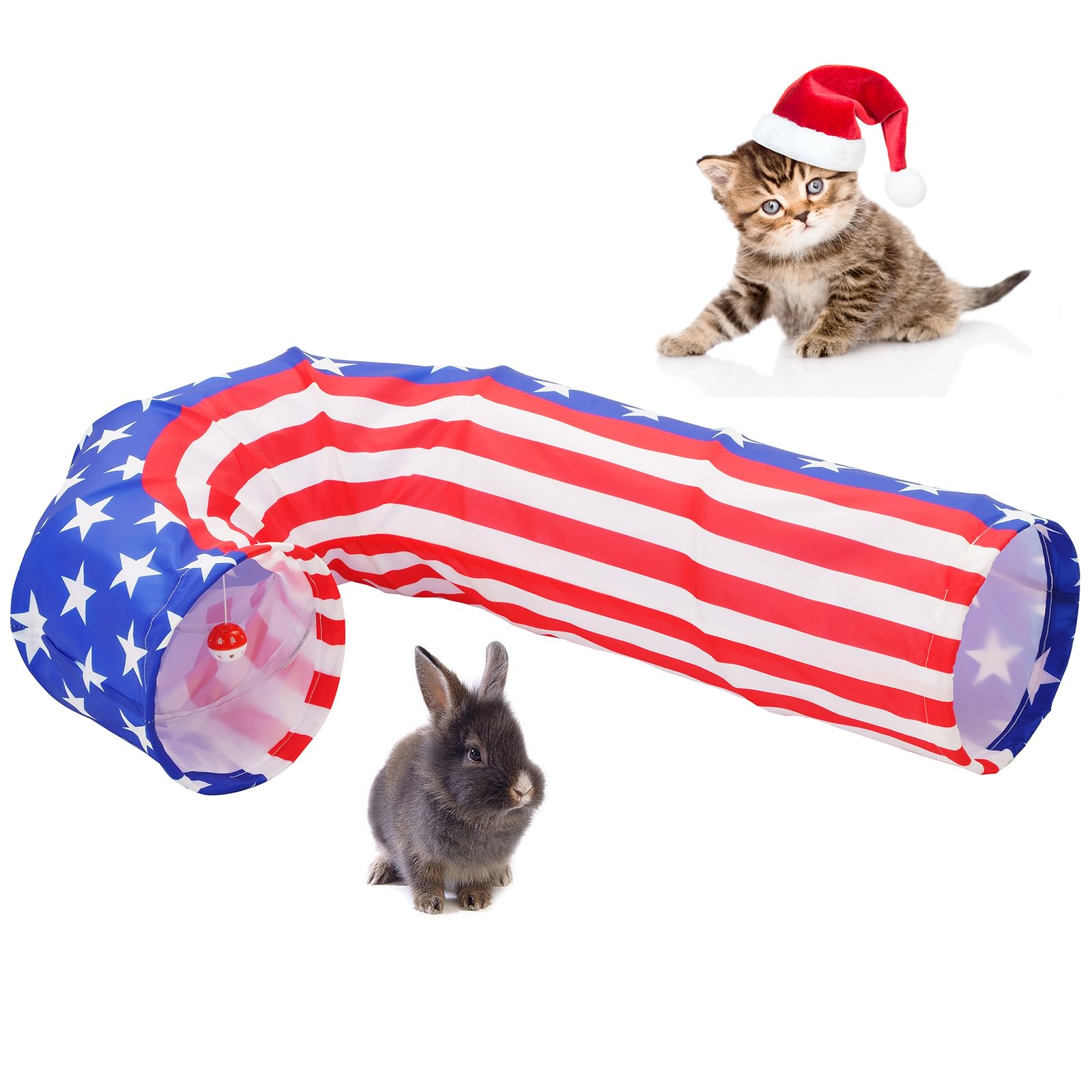 Sweetbin 3 Way Large Cat Tunnels For Indoor Cats - Durable & Resistant To Scratching Cat Play Tube Tunnel - Includes Mouse Toy, Bell Ball - Gift For Ferrets & Rabbits (Black)