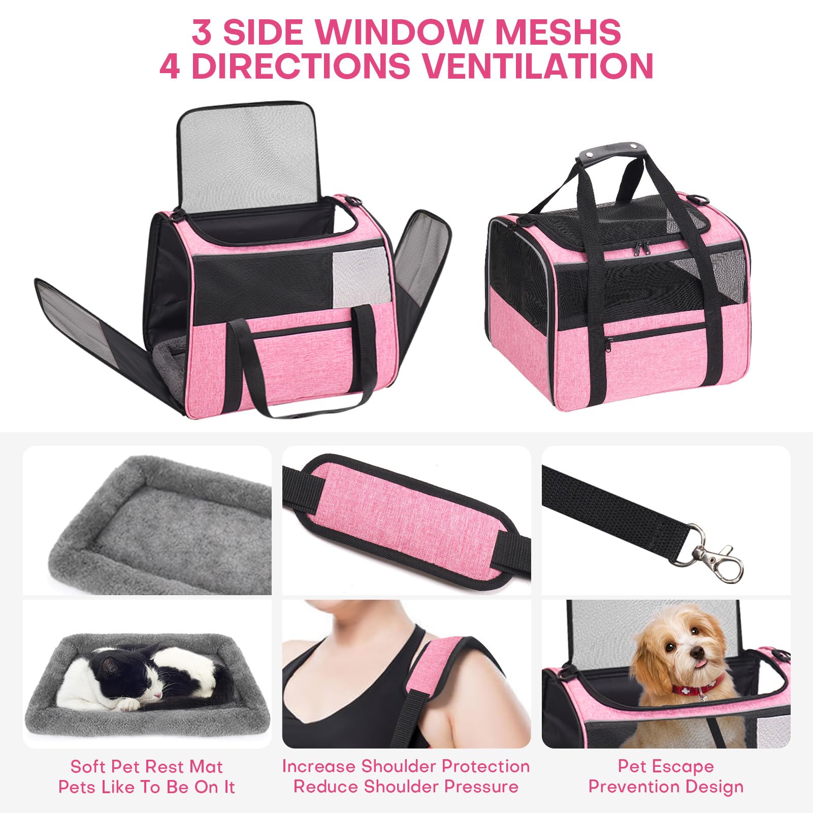 Jungyoon Large Cat Carrier - Soft-Sided Airline-Approved Pet Carrier Bag With Top Opening, Portable Travel Carrier For Big Cats