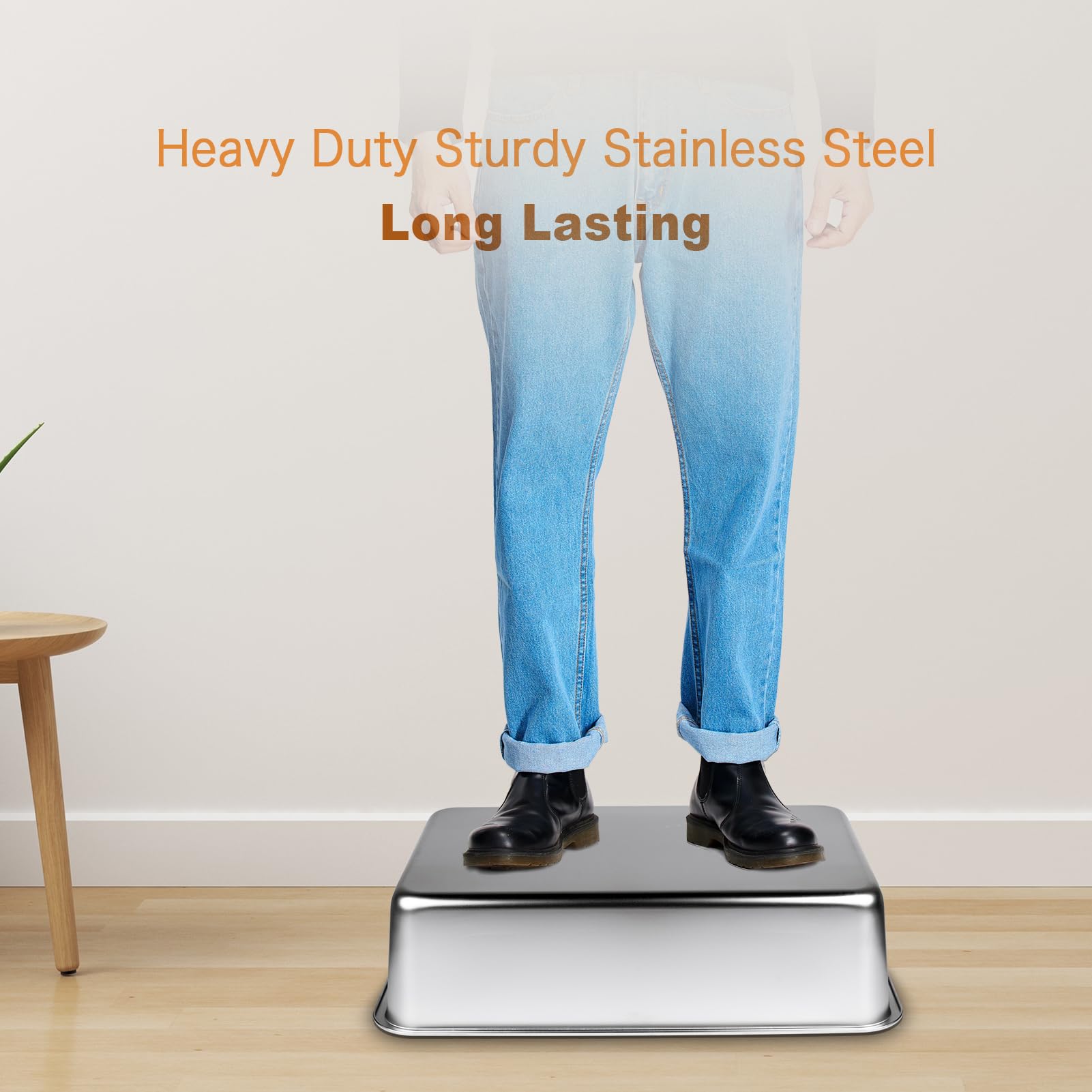 2 Pcs Stainless Steel Cat Litter Box, Extra Large Metal Litter Box With Plastic Shields, Kitty Basic Litter Pan 23.6'*15.8' Wi