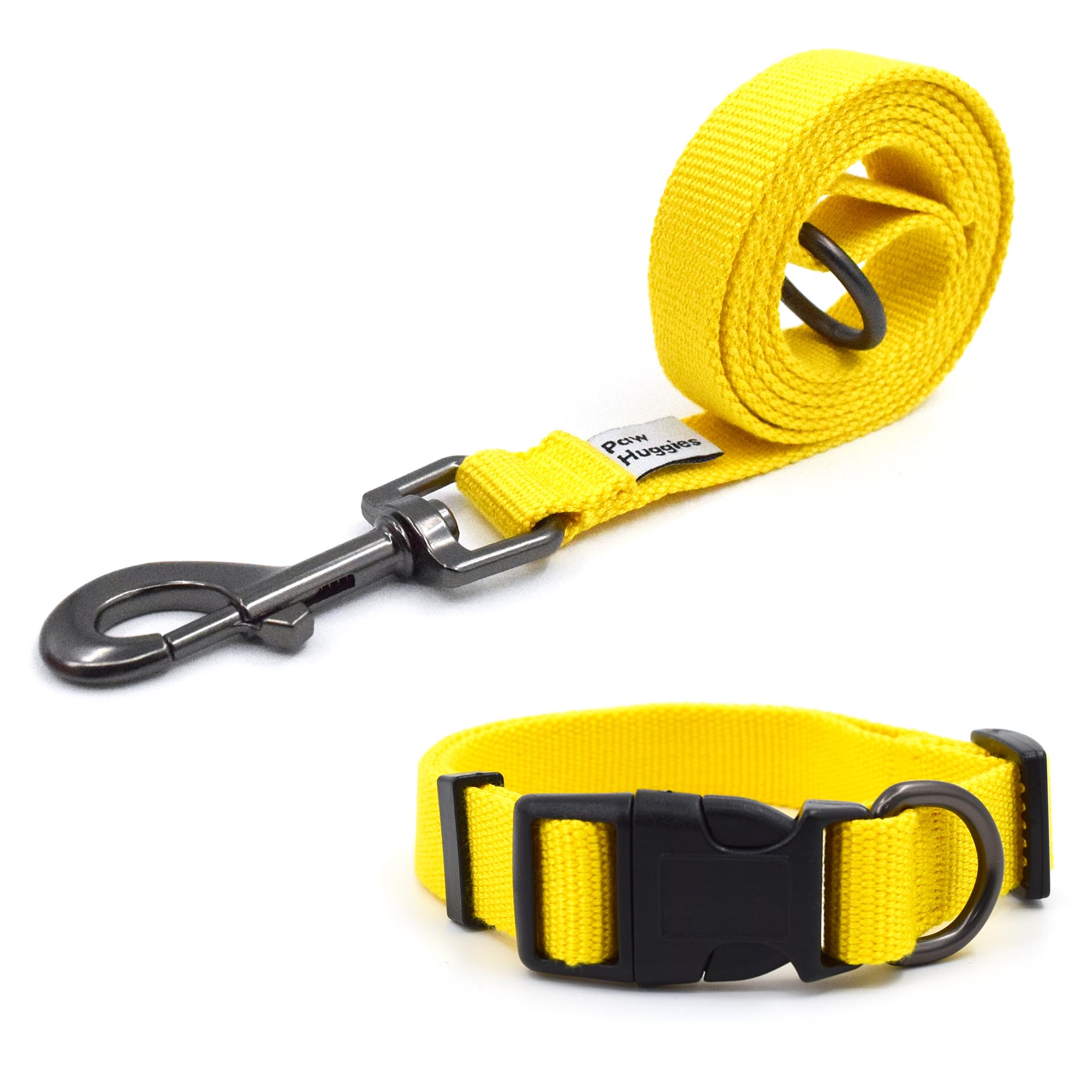 Yellow Dog Collar And Leash Set For Medium Size Dog, Breathable, Anti-Odor & Soft, Comfortable For Sensitive Skin Puppies, 90% B
