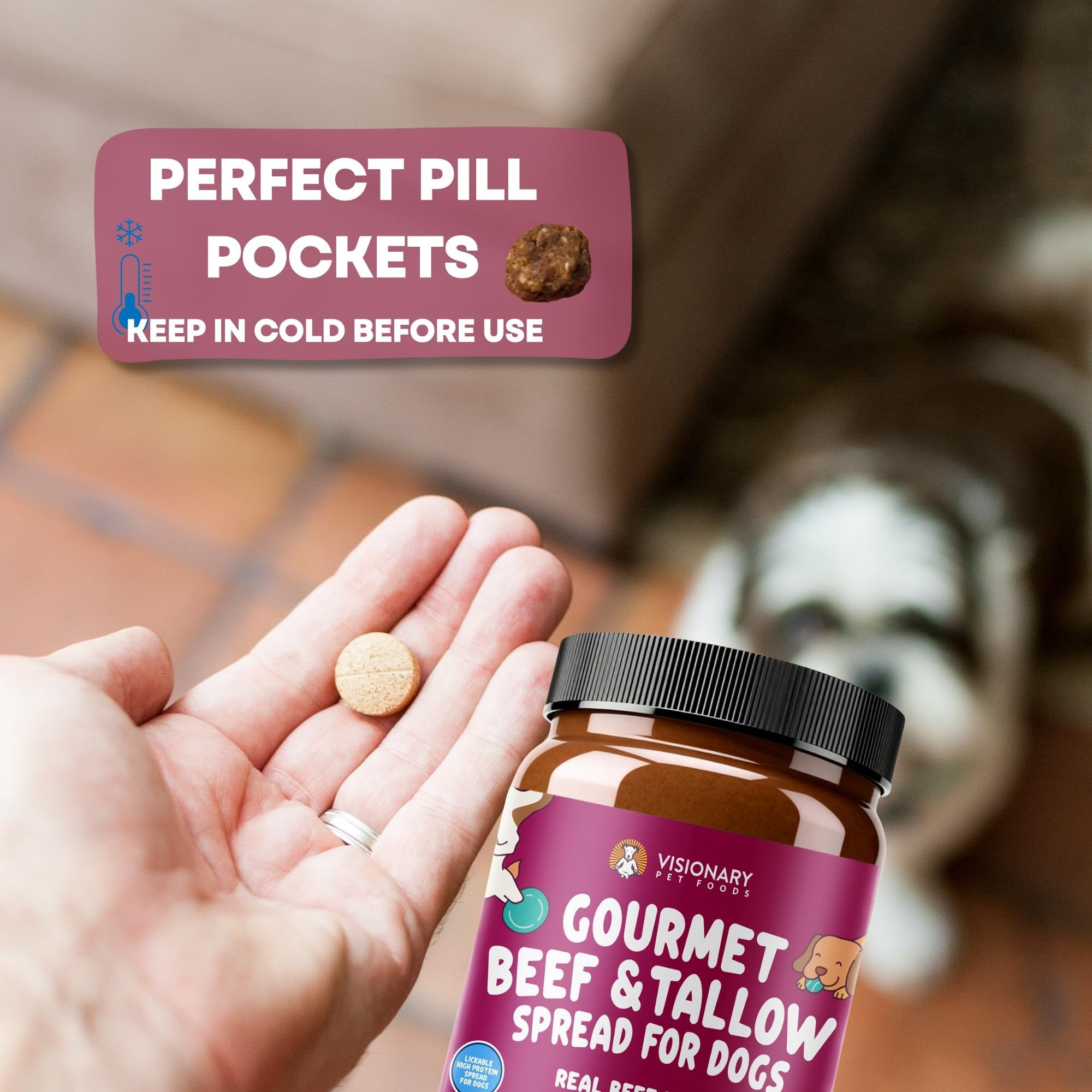 Visionary Pet Foods Beef Meat Spread - Healthy Dog Treat - Alternative to Dog Peanut Butter, Xylitol Free, No Sugar and Filler F