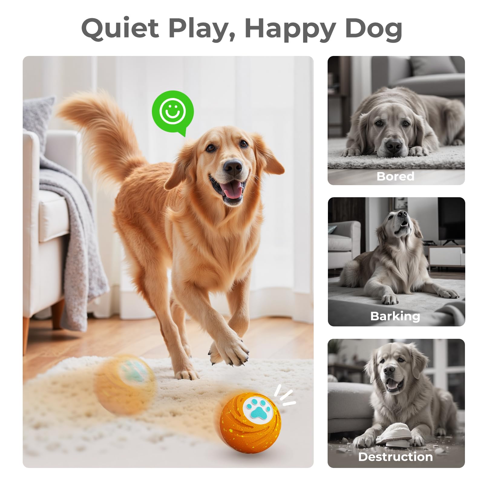 Lovkid Smart Interactive Dog Toy - Dog Ball Toys for Medium Large Dogs to Keep Them Busy, Durable ETPU Material, 3 Play Modes Au