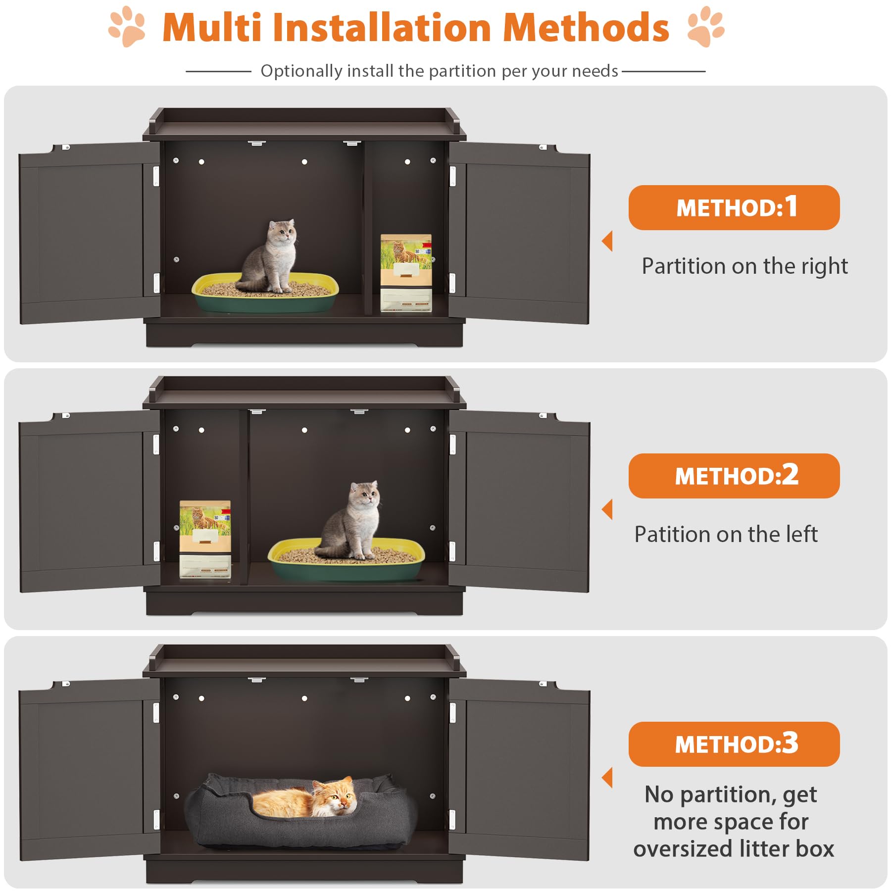 Pet Republic Hidden Cat Litter Box Enclosure - Cat Litter Box Furniture Table Nightstand (Coffee)