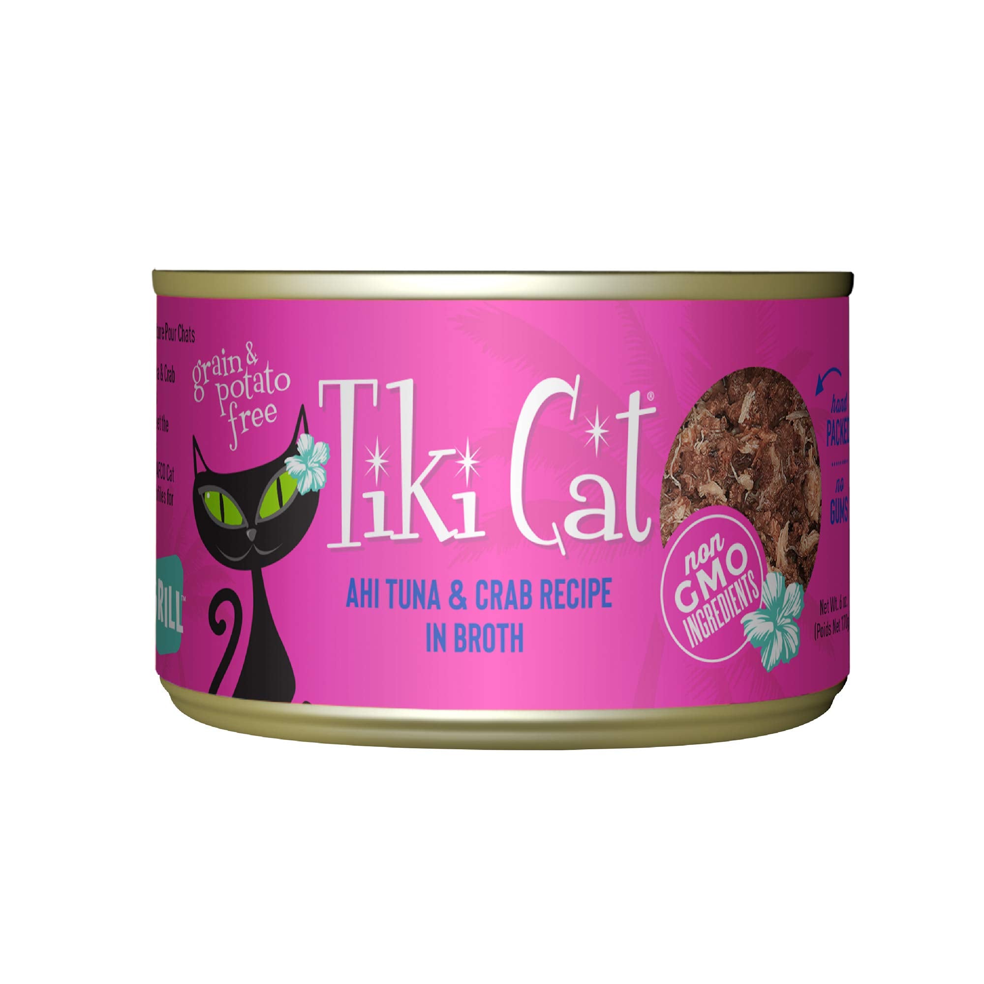 Tiki Cat Grill, Ahi Tuna & Crab, High-Protein and 100% Non-GMO Ingredients, Wet Whole Foods Cat Food for All Life Stages, 6 oz. 