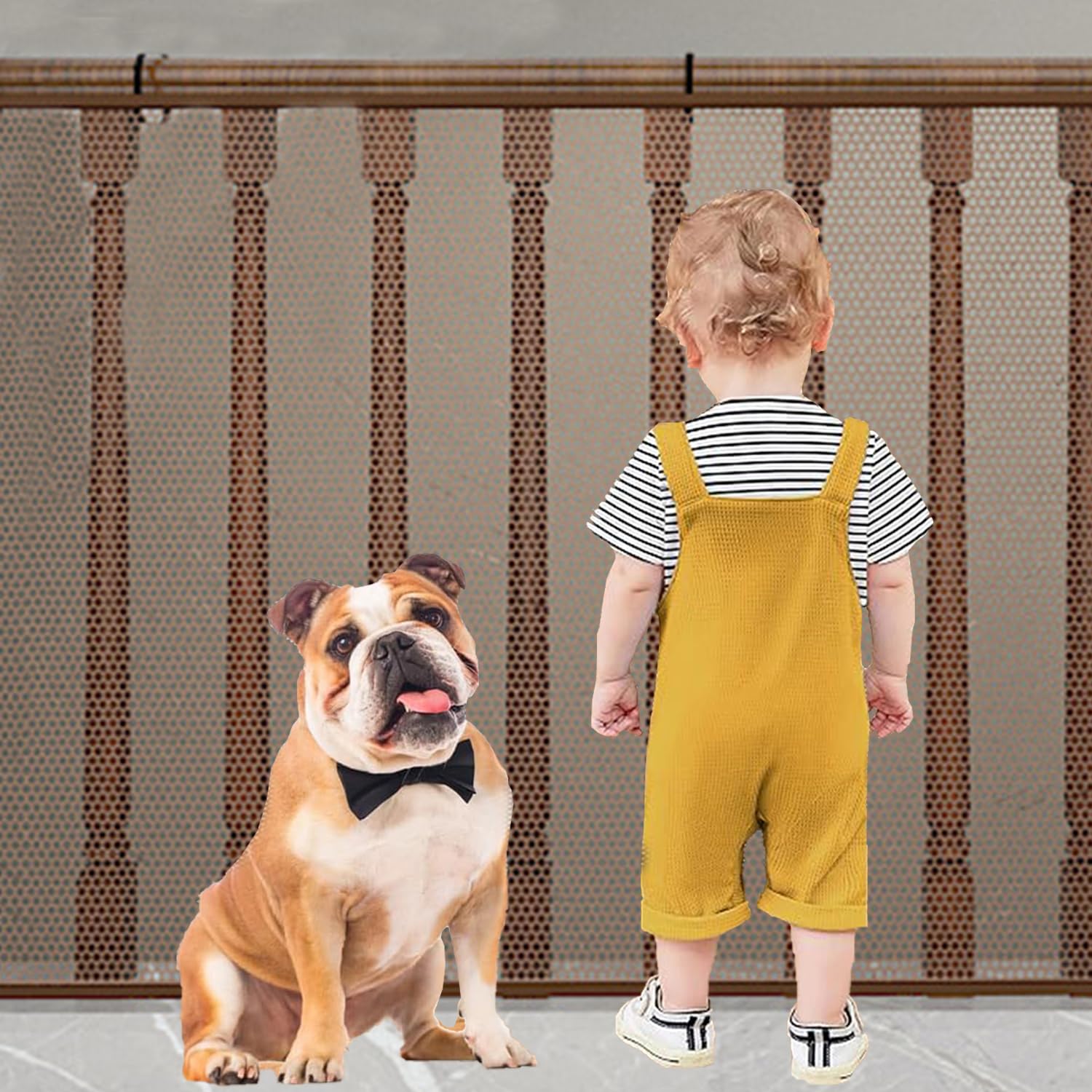 Balcony Netting for Pets, Stairway Net for Balcony, 15ft x 3ft Banister Guard for Baby, Child Safety Net for Dogs Cats Kids Chil