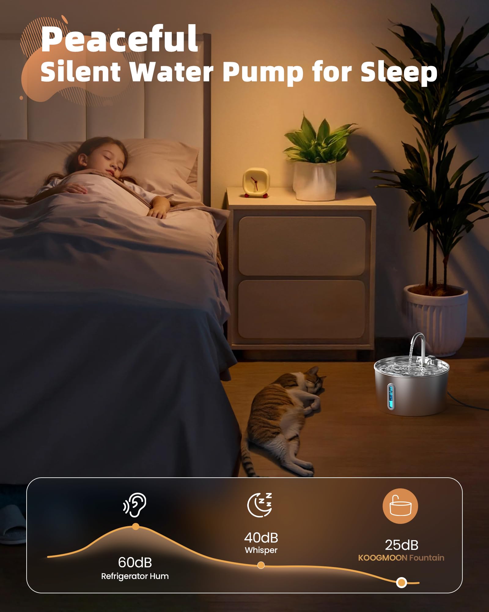 Cat Water Fountain Stainless Steel: Cat Fountain For Drinking - Automatic Pet Water Fountain For Cats Inside - 3.2L Dog Water Di